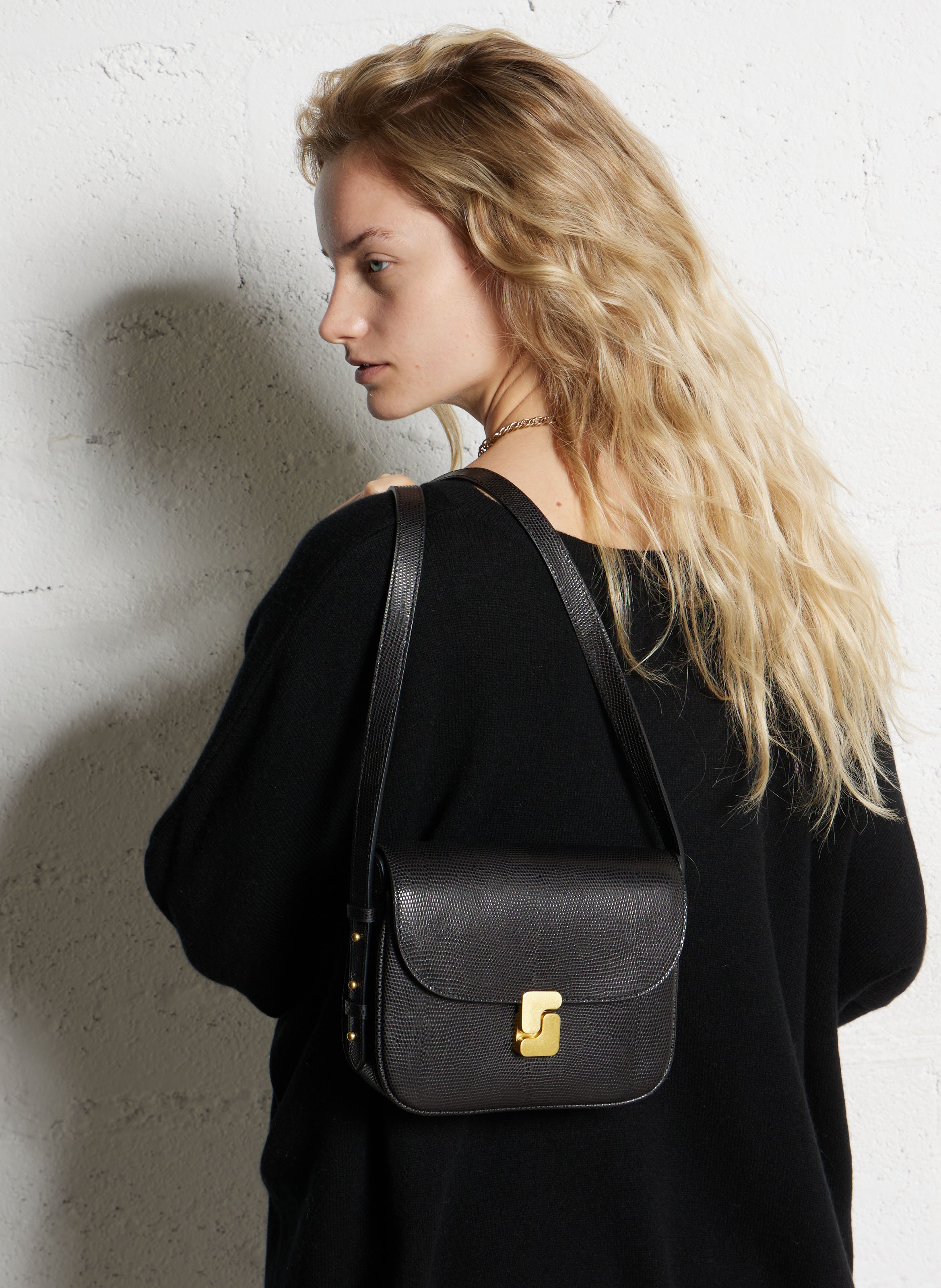 Sac bandoulière en cuir bellissima mini SOEUR Noir