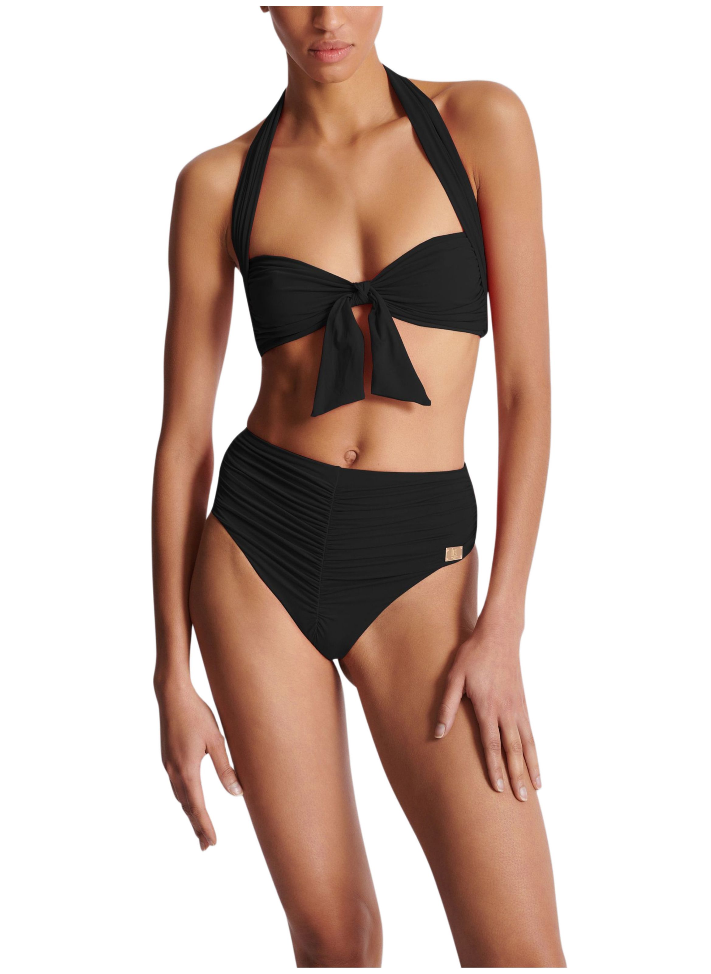 Maillot de bain deux pièces uni BALMAIN Noir