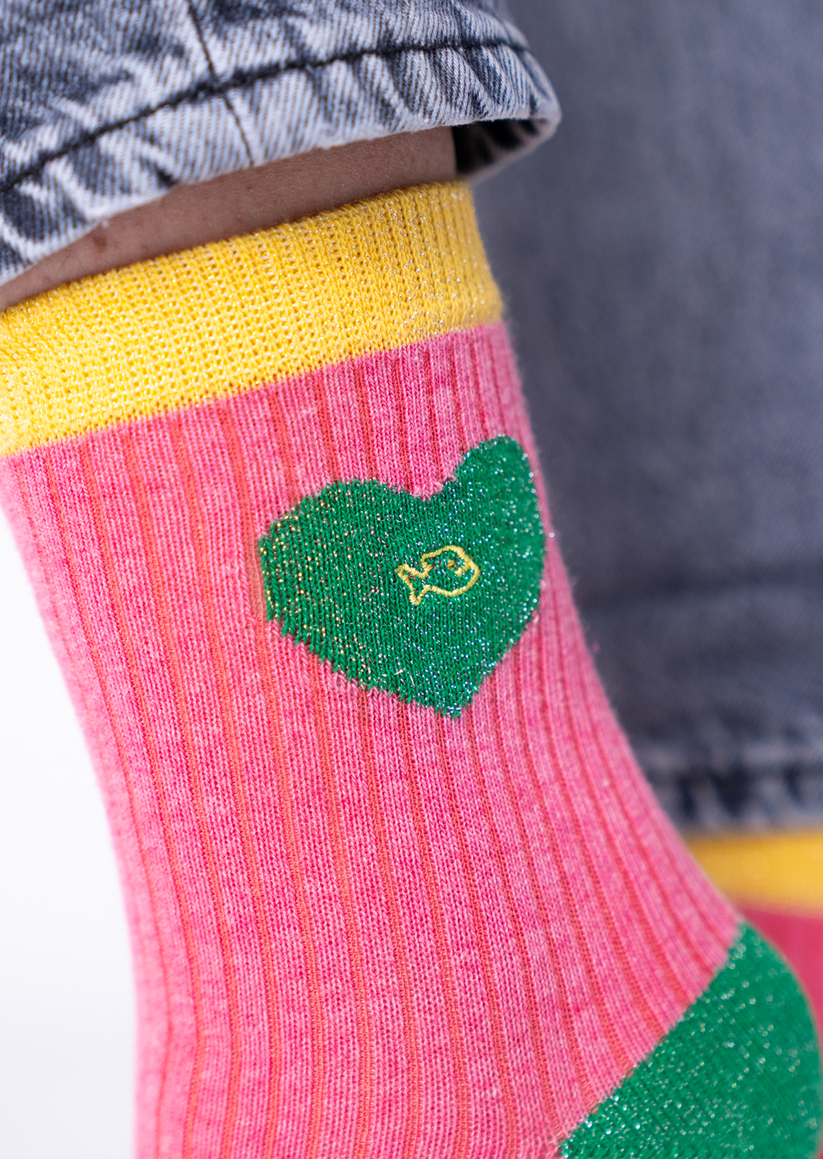 Chaussettes en coton peigné coeur BILLYBELT Rose