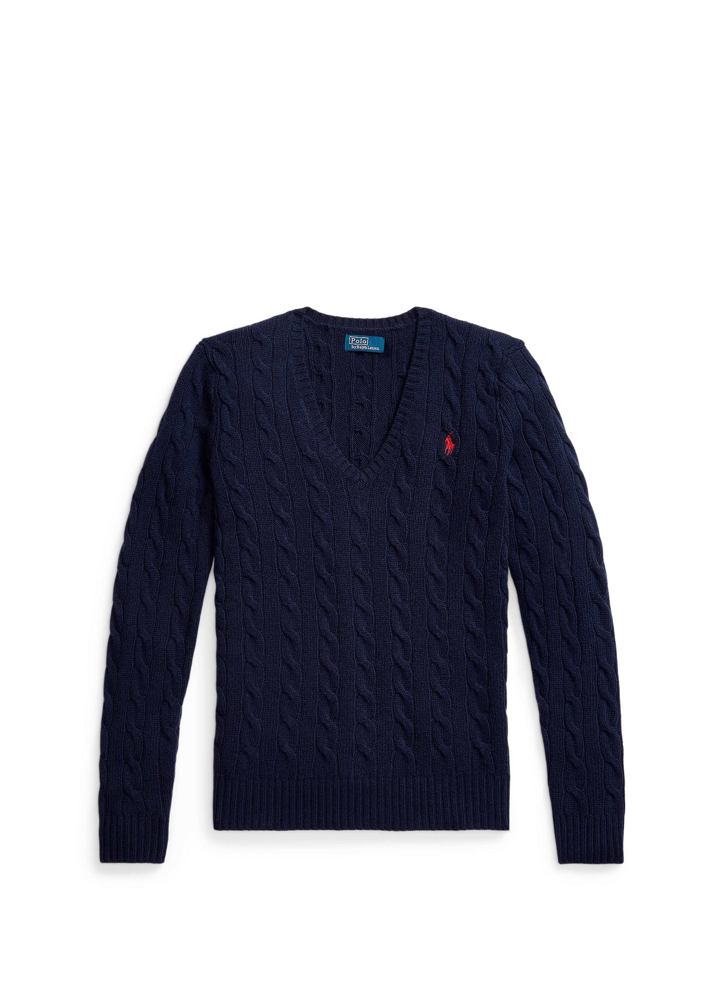 Pull col V en laine et cachemire POLO RALPH LAUREN Bleu