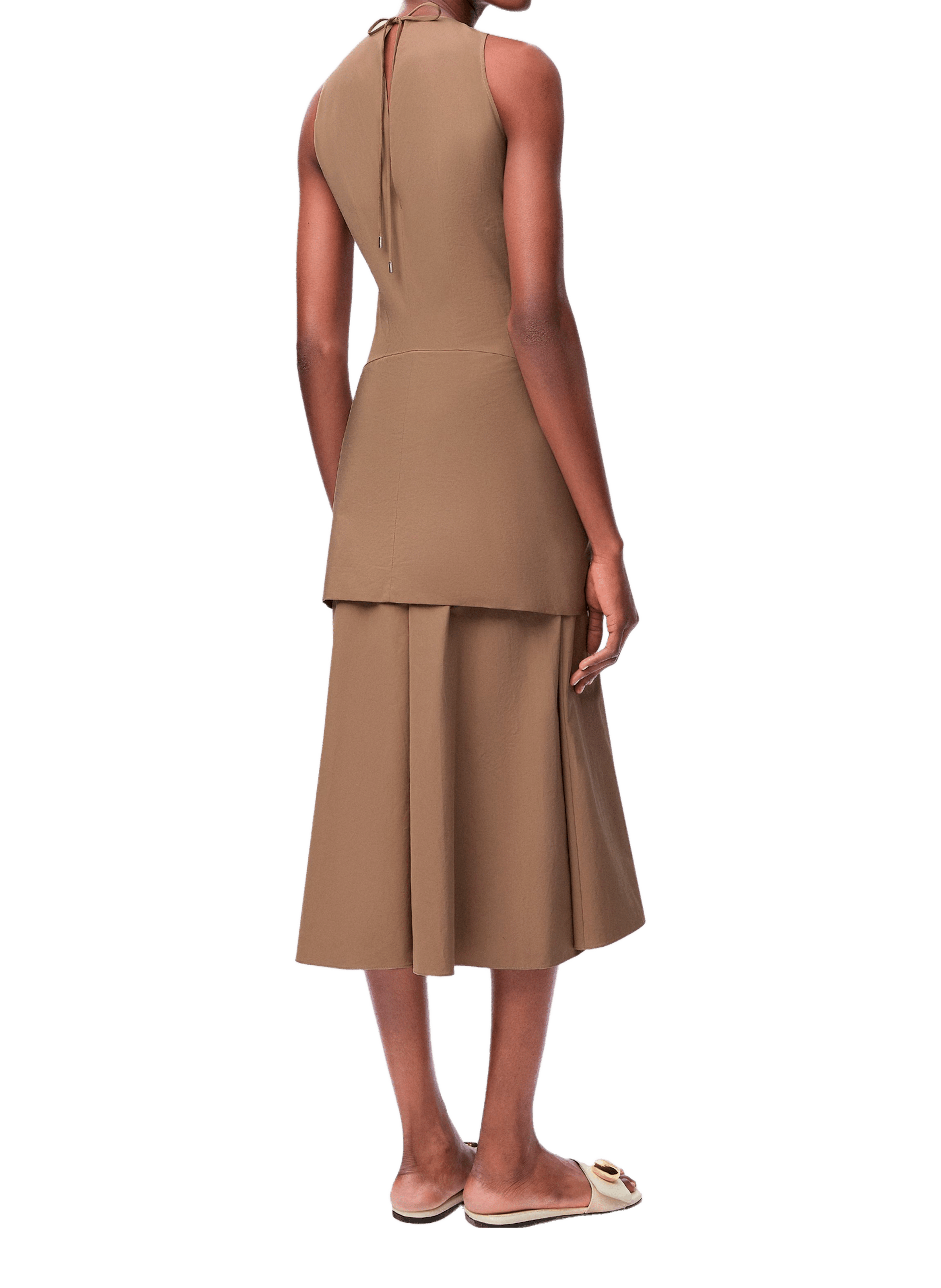 Cotton wrap midi dress LOEWE Beige