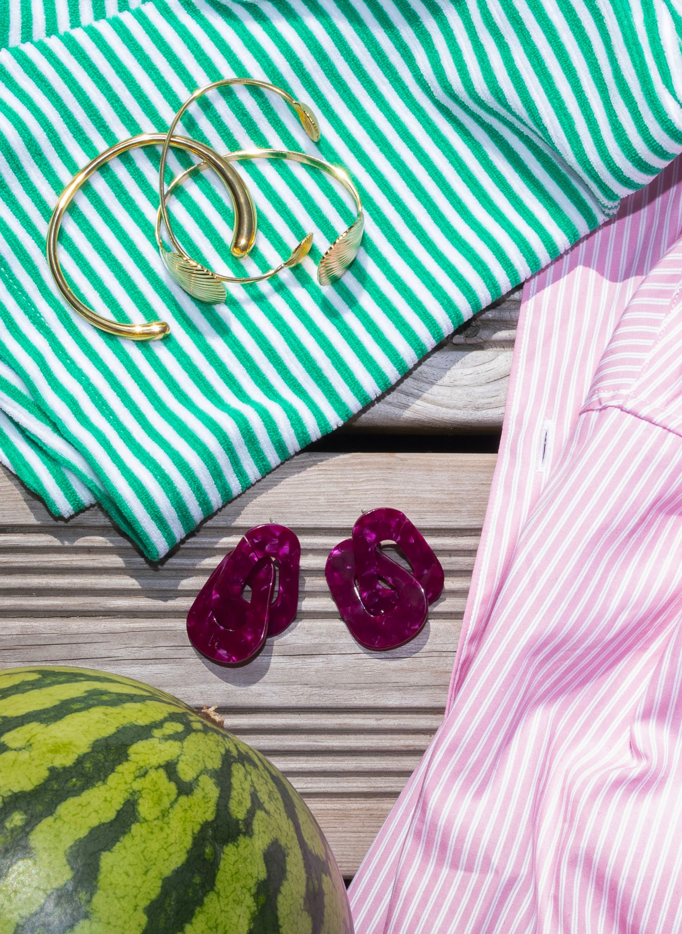 Boucles d'oreilles maillons en acétate de cellulose KURAGE GINZA Bleu