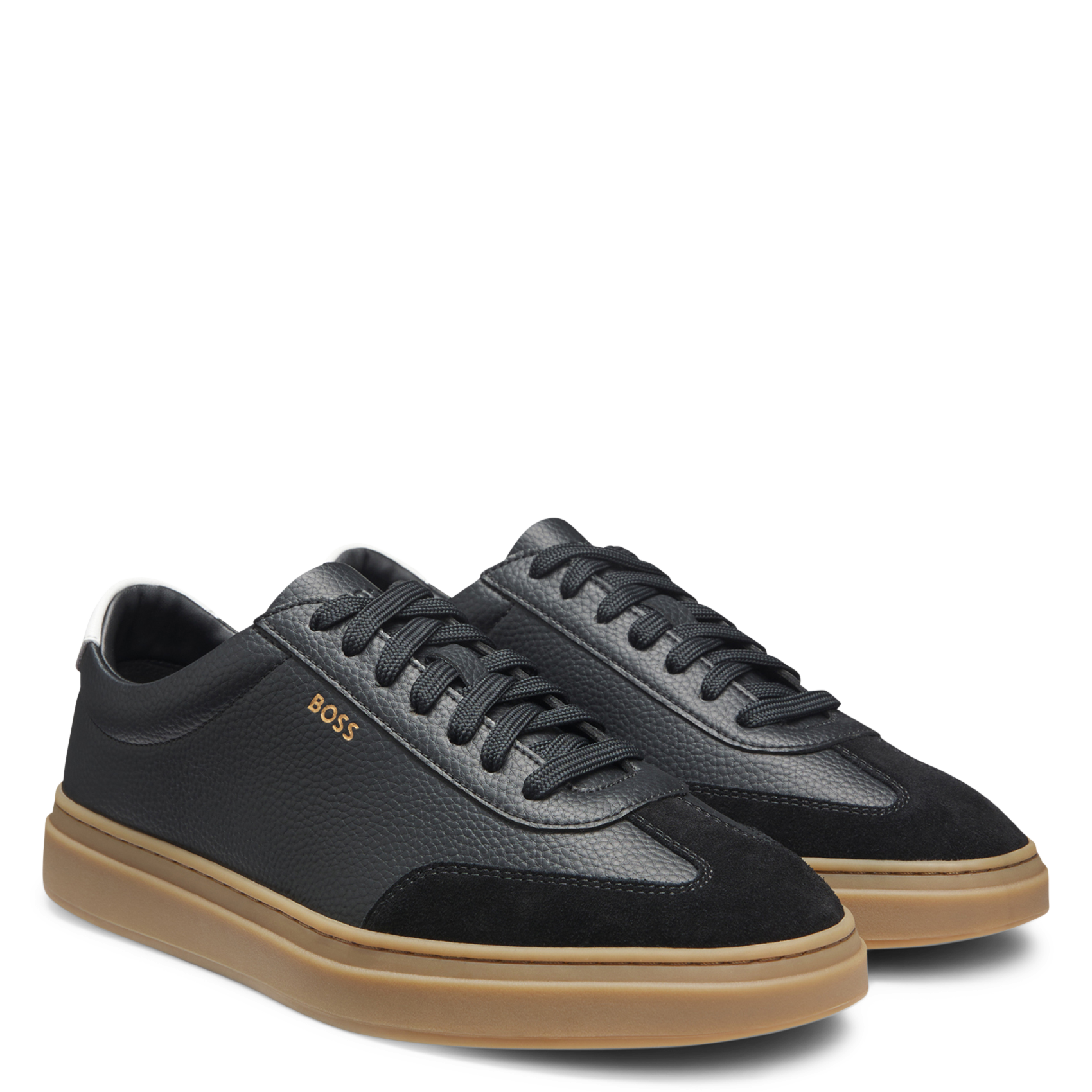 Baskets basses à lacets unies BOSS Noir