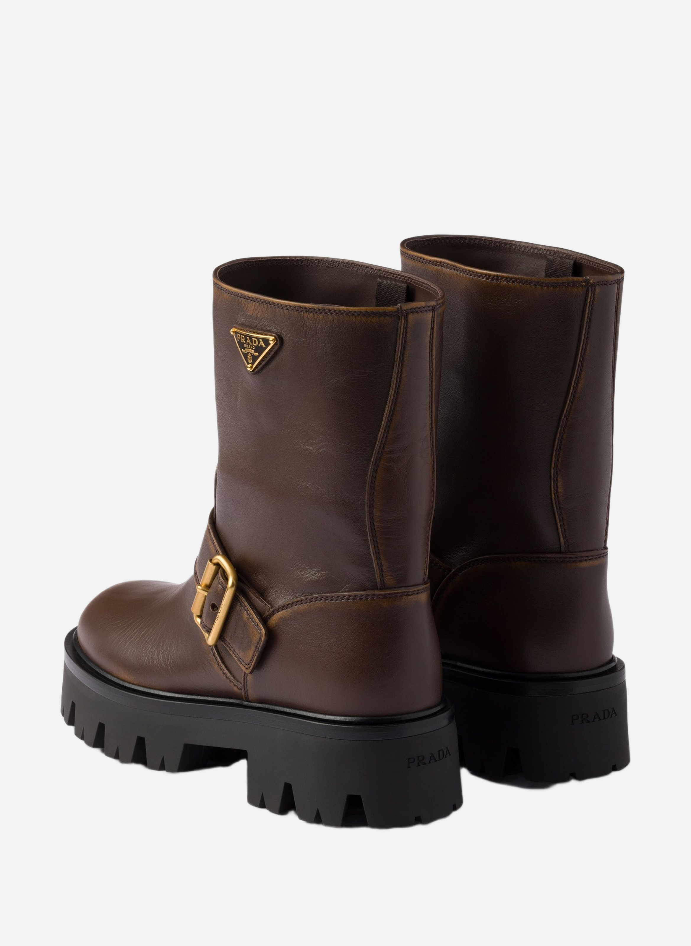 Bottines en cuir PRADA Marron