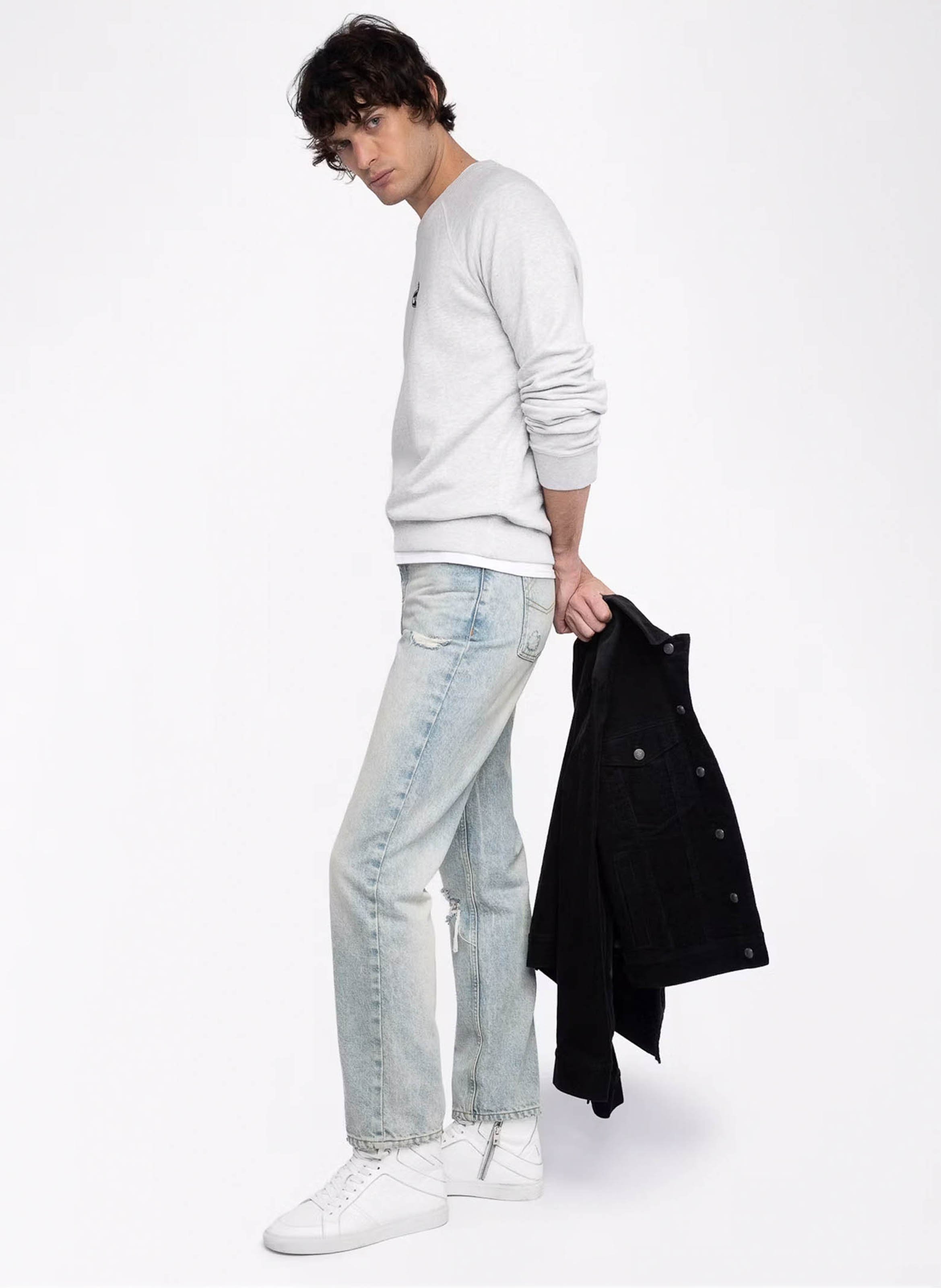 Sweat droit col rond en coton uppy ZADIG&VOLTAIRE Gris