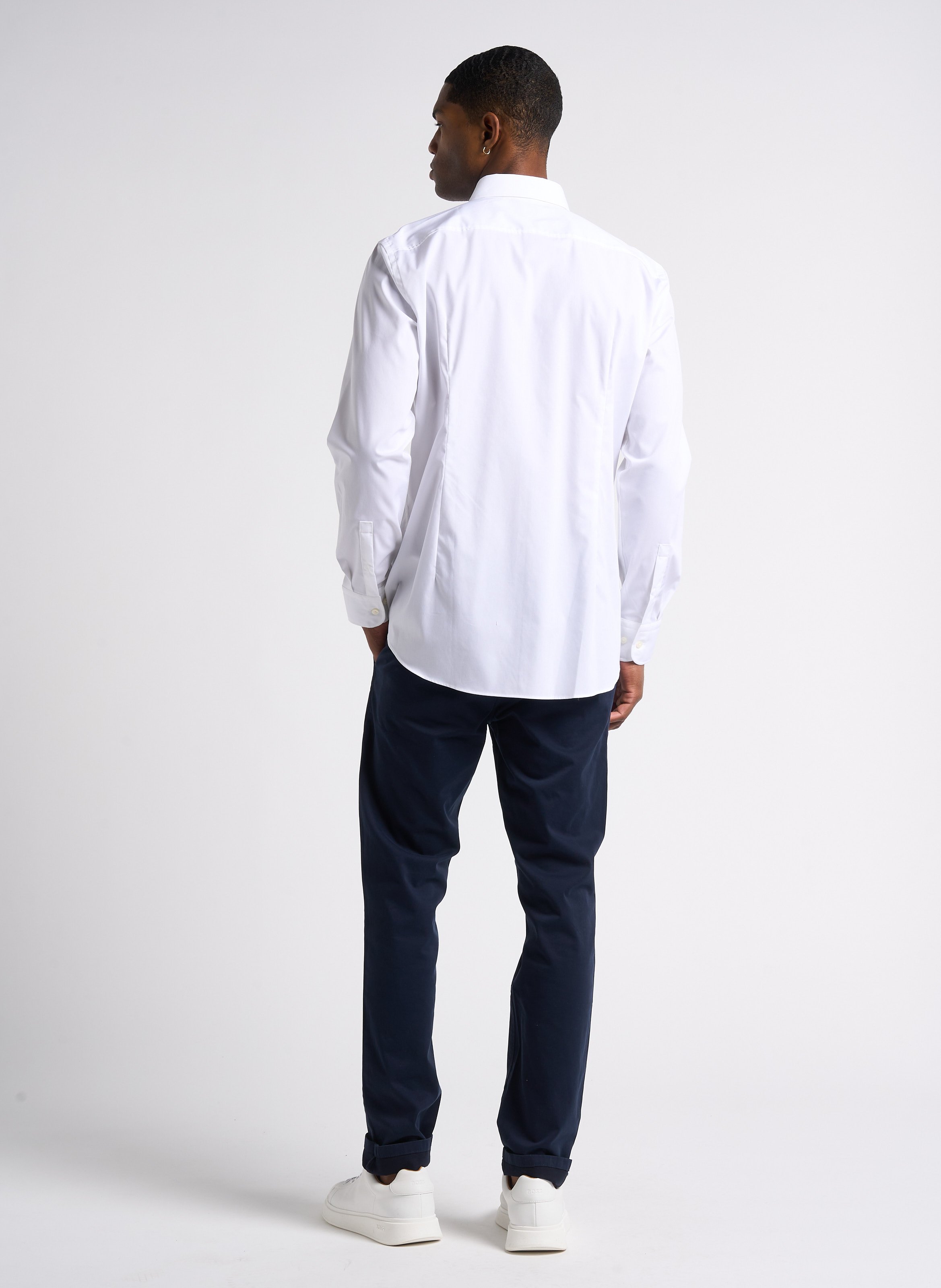 Chemise slim fit en coton mélangé BOSS Blanc