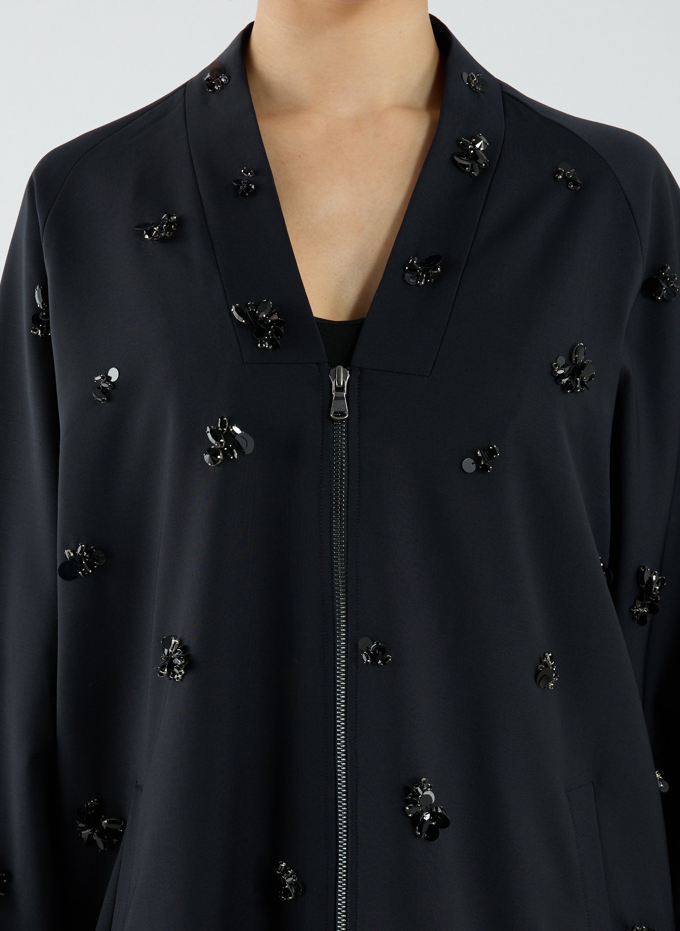 Veste droite col V à perles TIBI Bleu