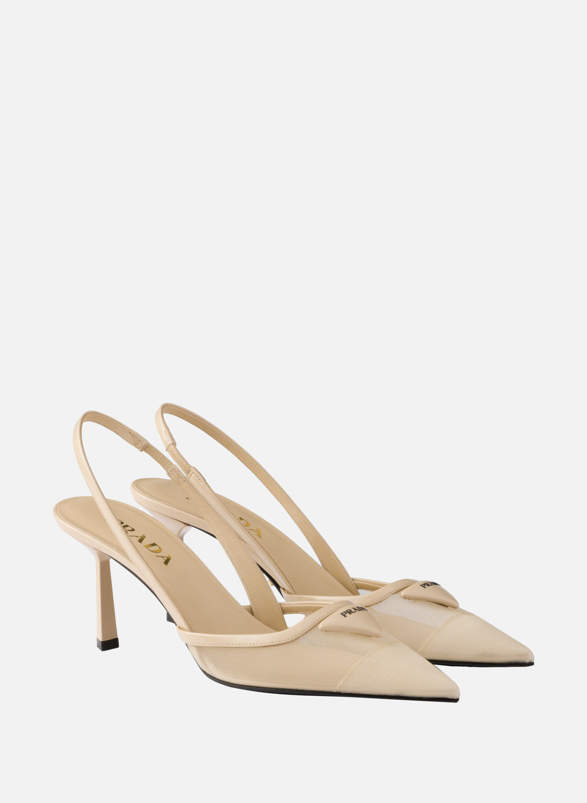 Escarpins à bride arrière en mesh PRADA Beige