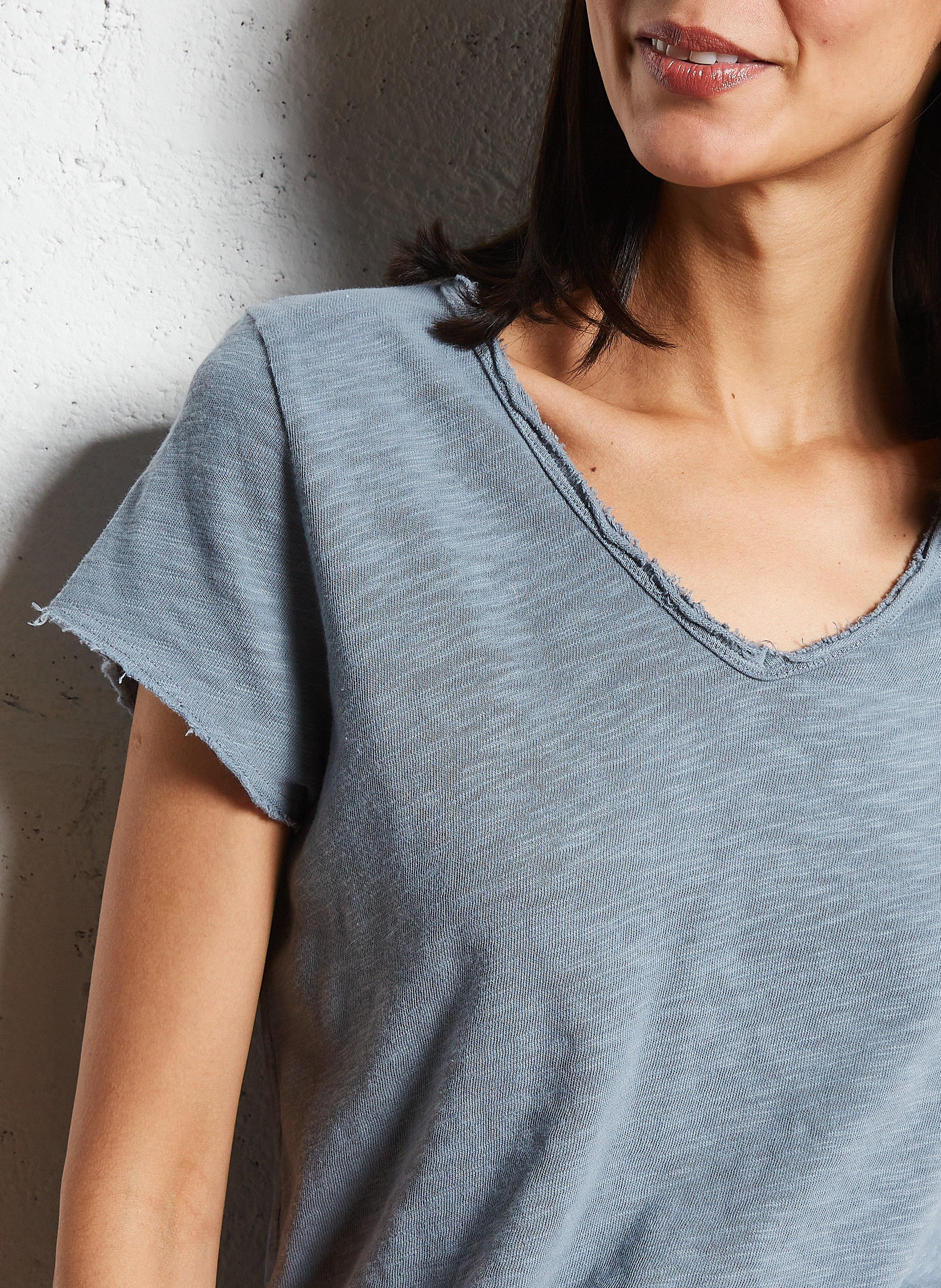 Tee-shirt droit col v en coton sonoma AMERICAN VINTAGE Gris