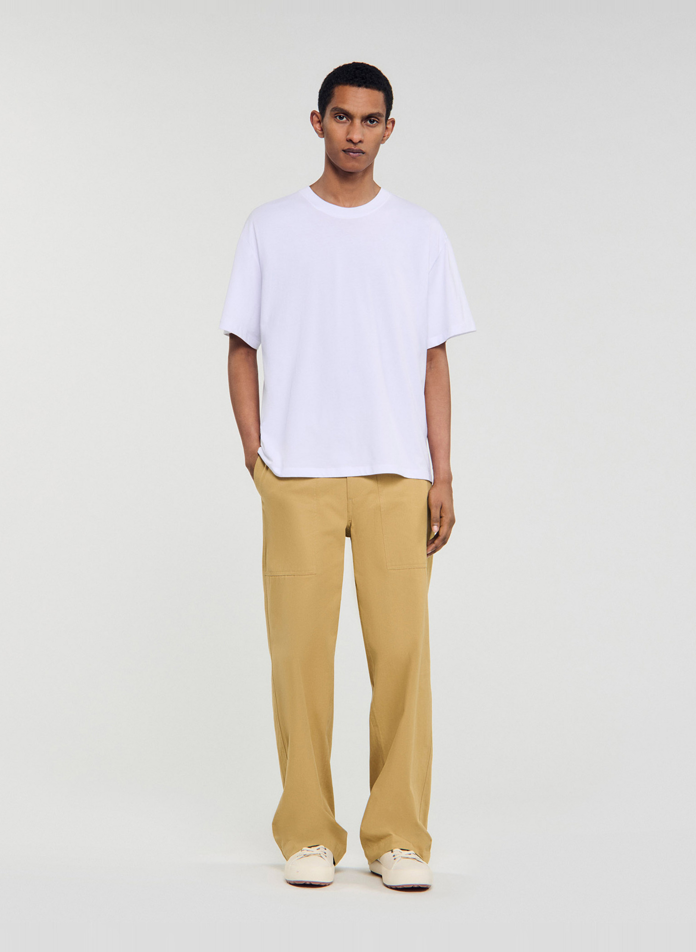 Tee-shirt oversize col rond en coton SANDRO Blanc