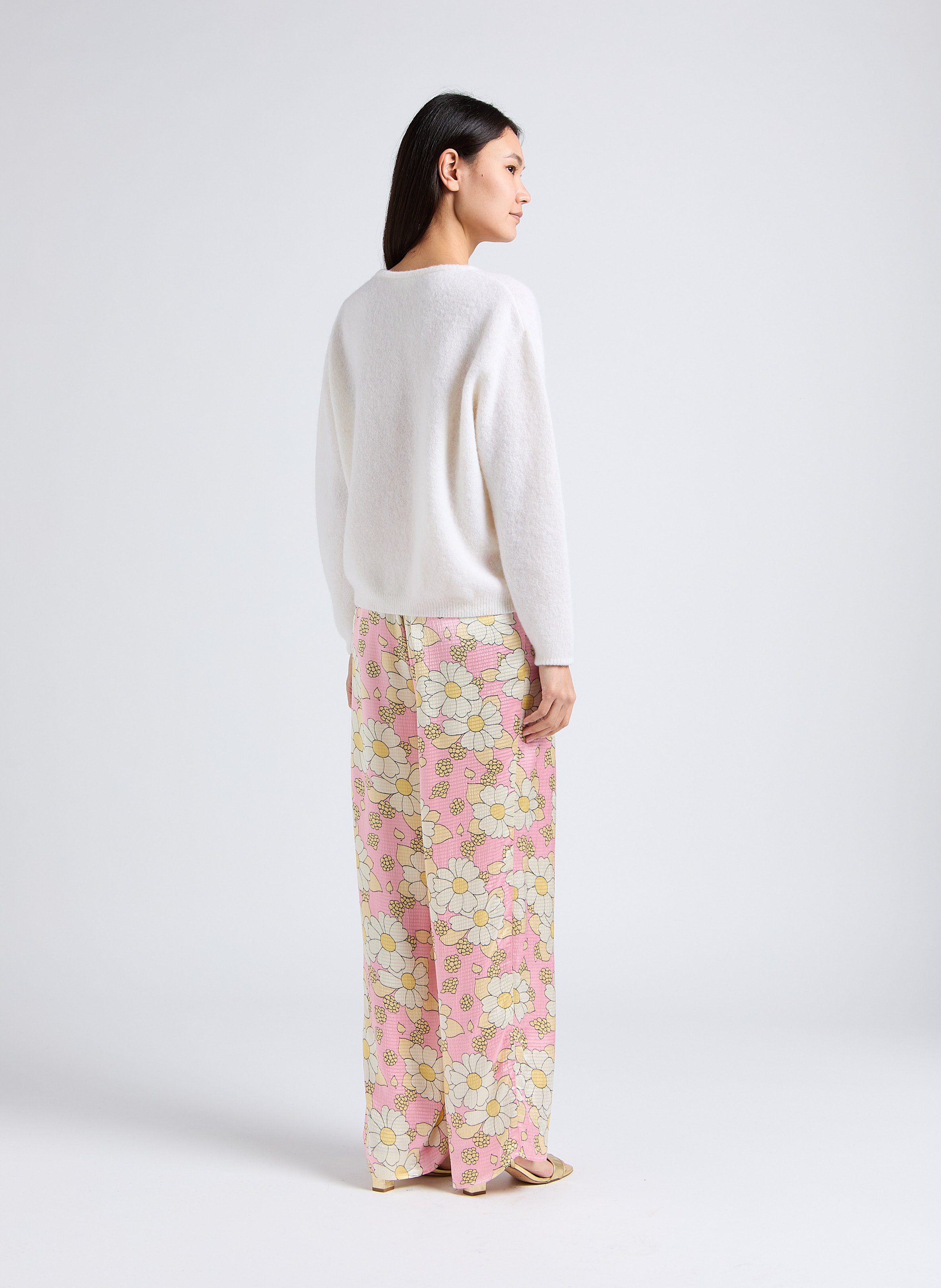 Gilet ample col rond en laine mélangée vitow AMERICAN VINTAGE Blanc