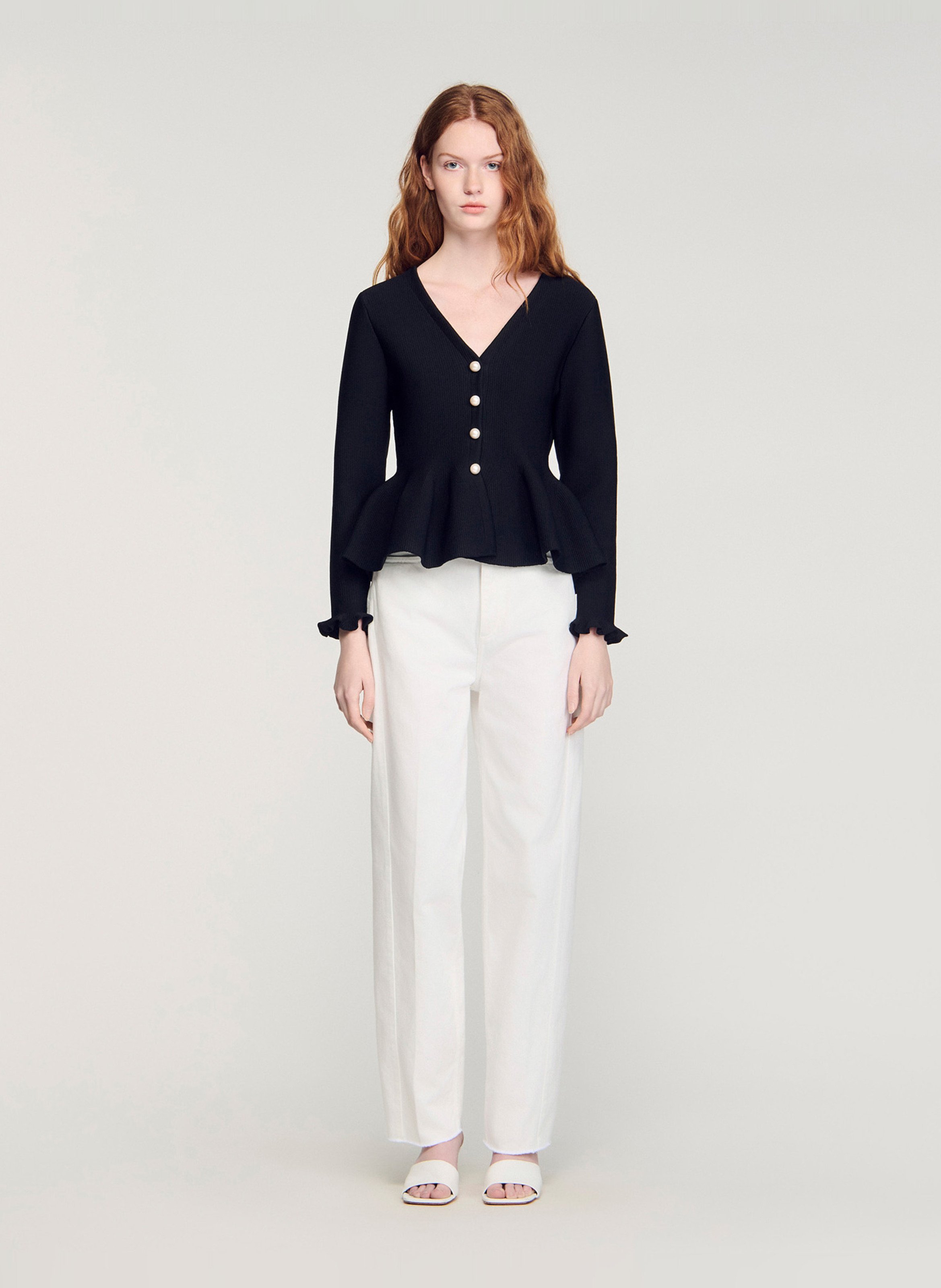 Cardigan col v SANDRO Noir