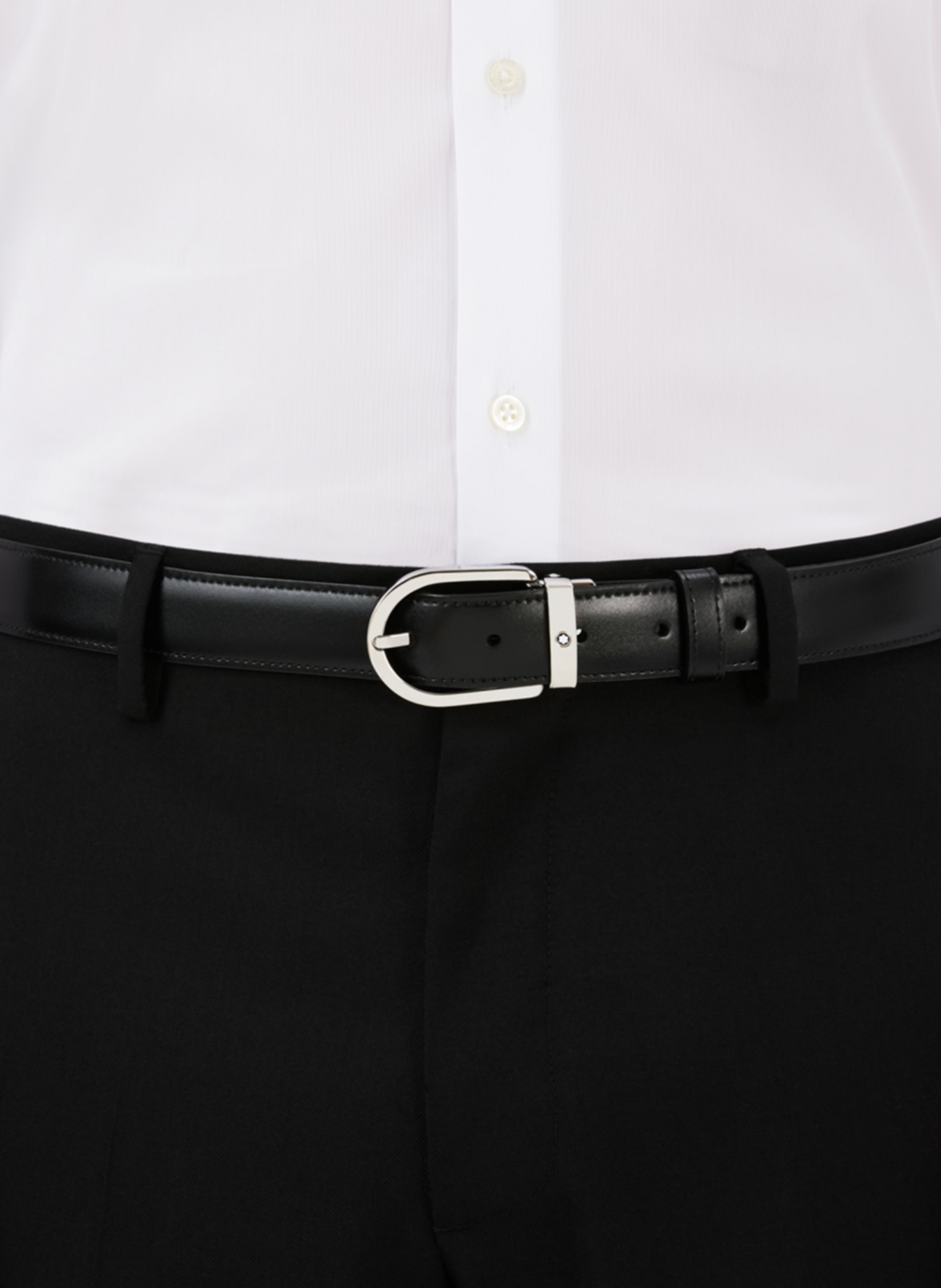 Reversible Horseshoe Leather Belt MONTBLANC Black