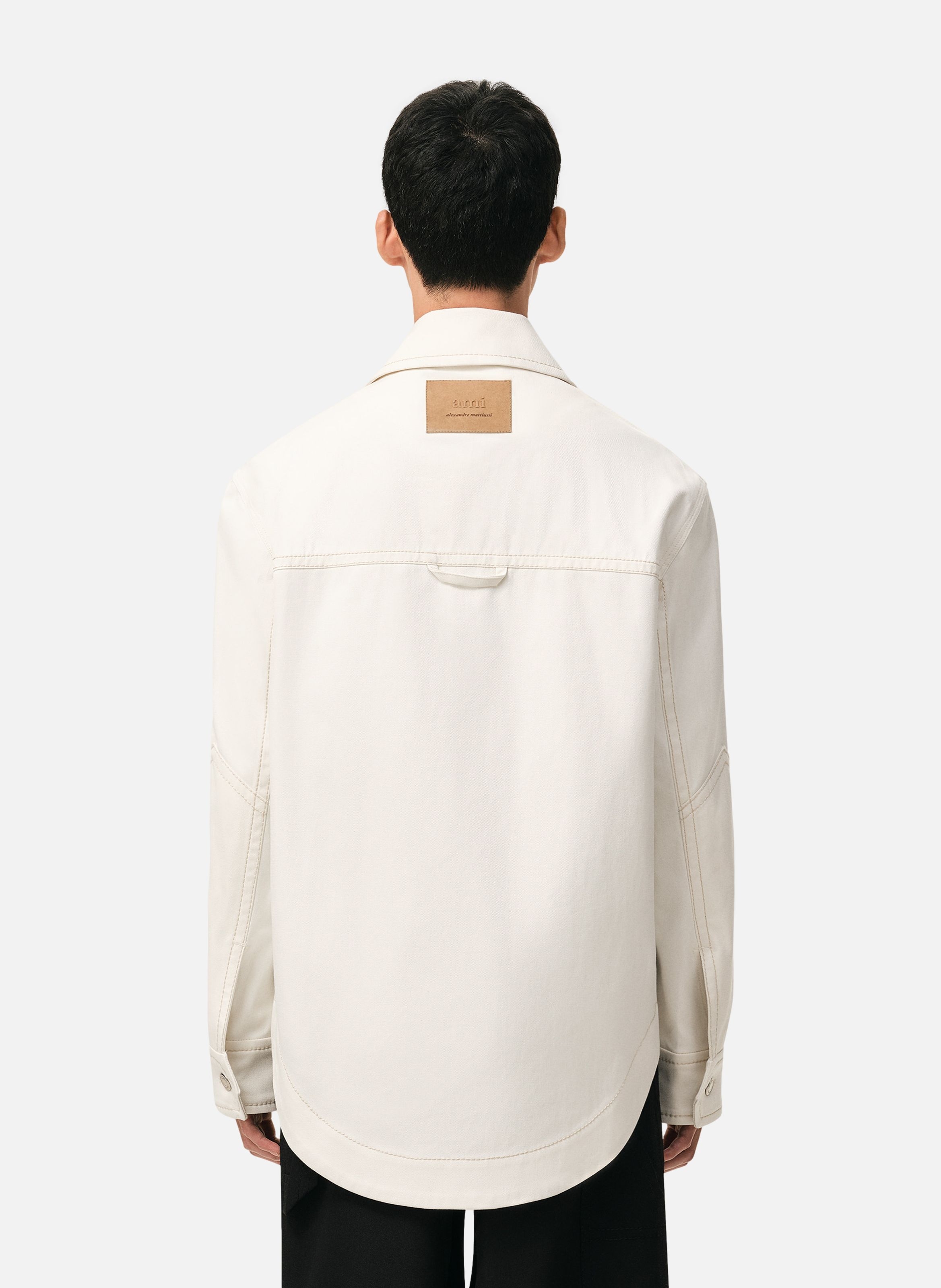 Veste worker boutonnée unisexe en coton AMI PARIS Blanc