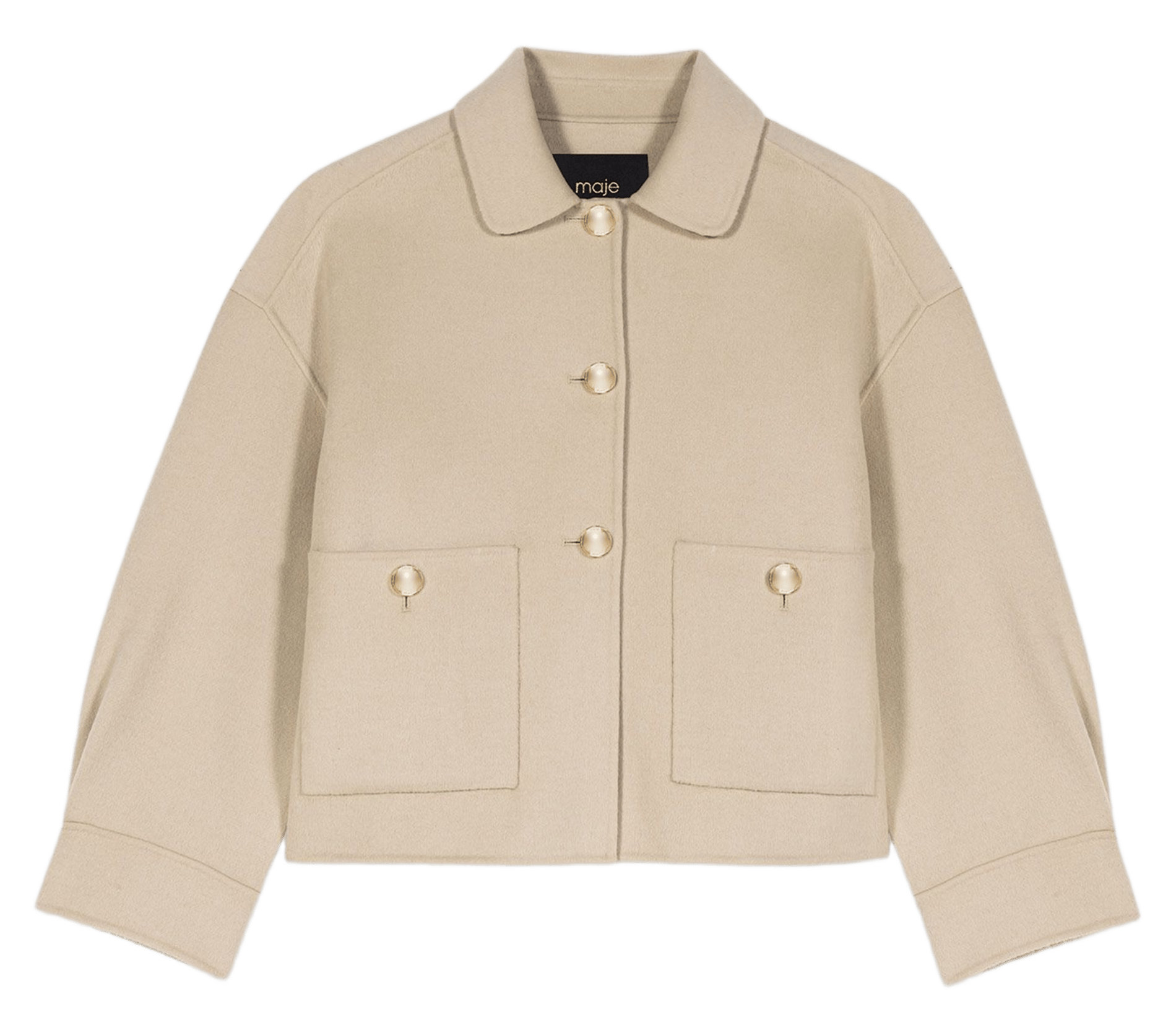 Manteau boutonné en laine mélangée MAJE Beige