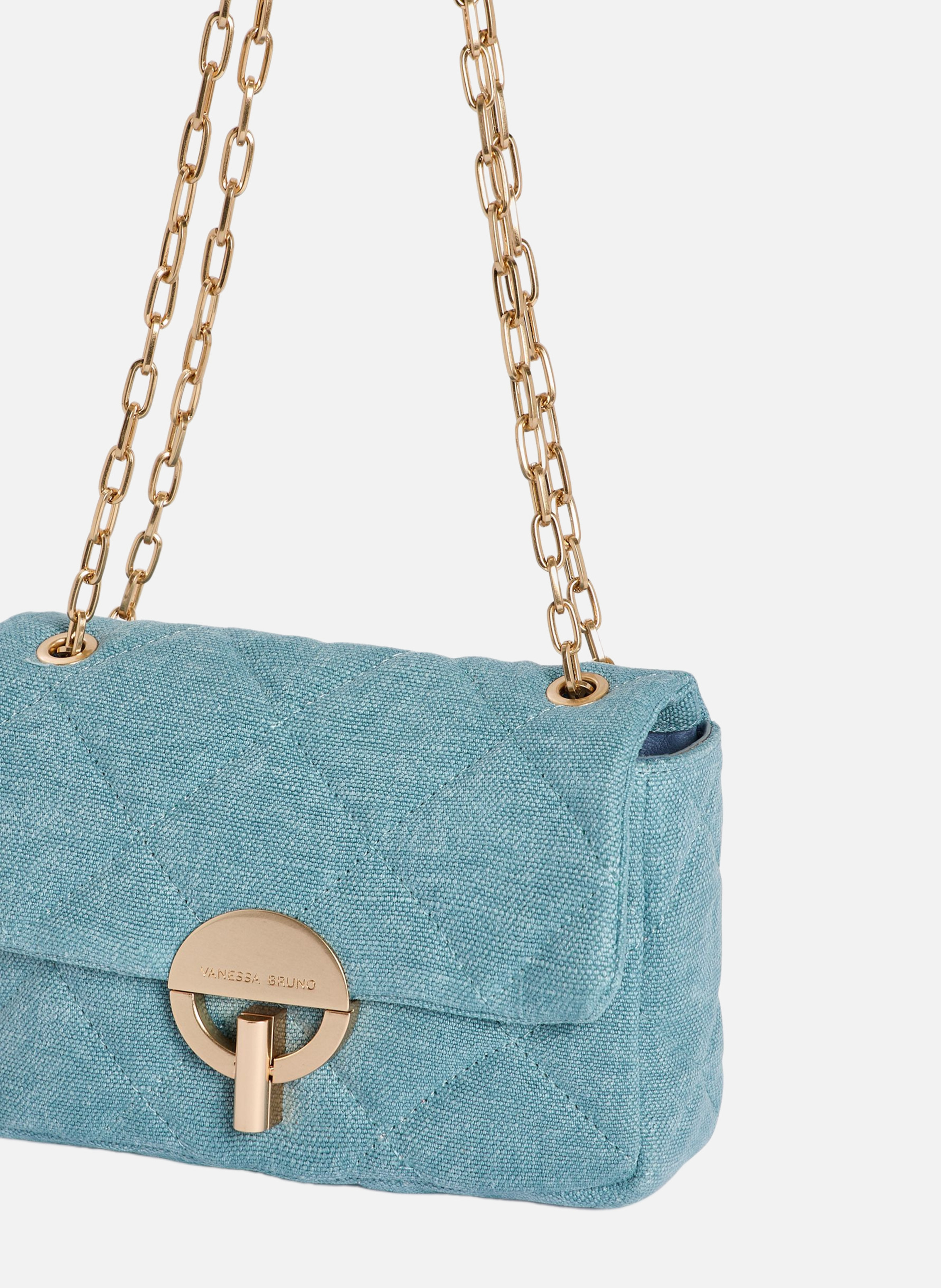 Moyen Sac Moon en Lin VANESSA BRUNO Bleu