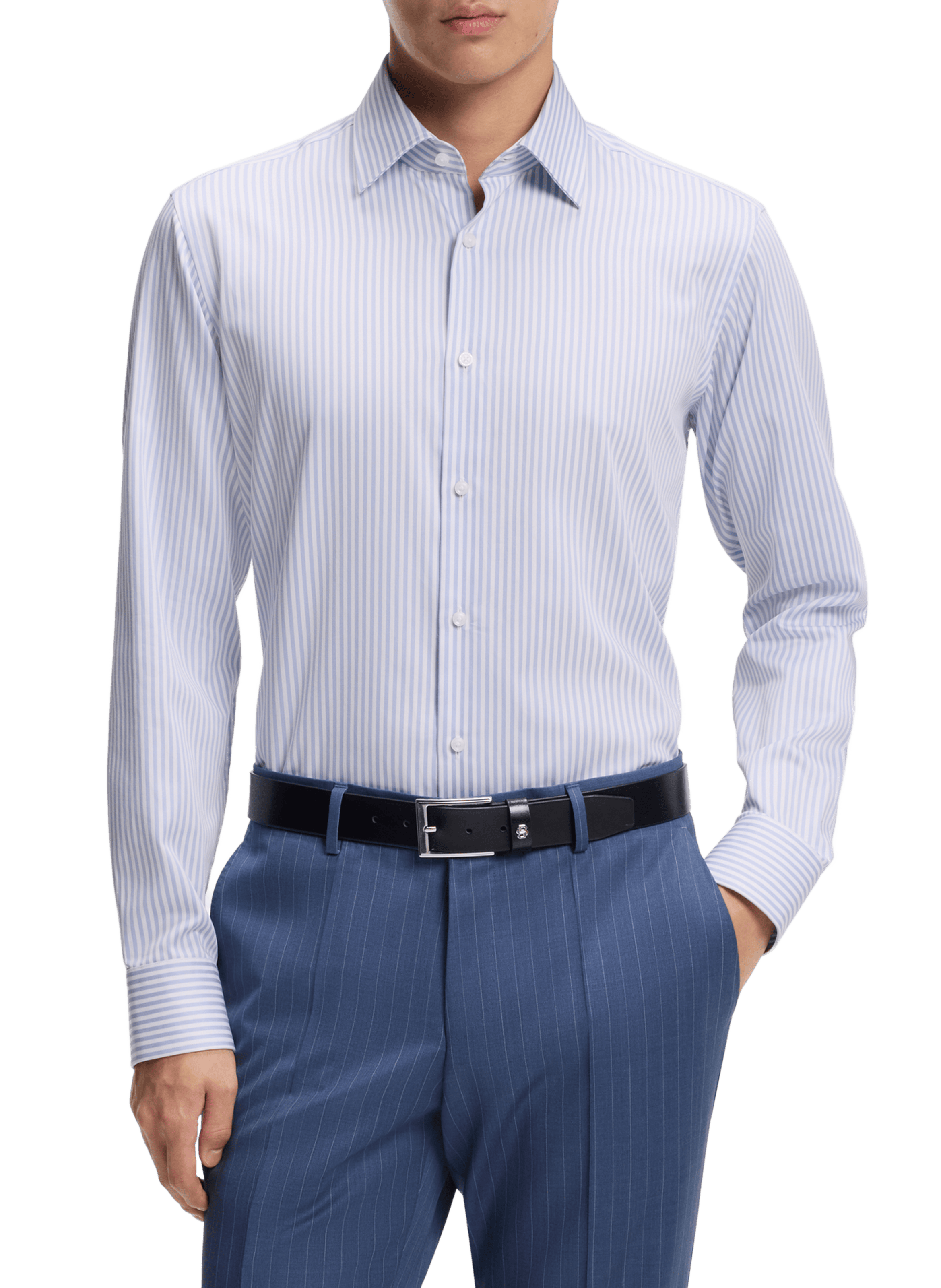 Camicia a righe in cotone BOSS Blu