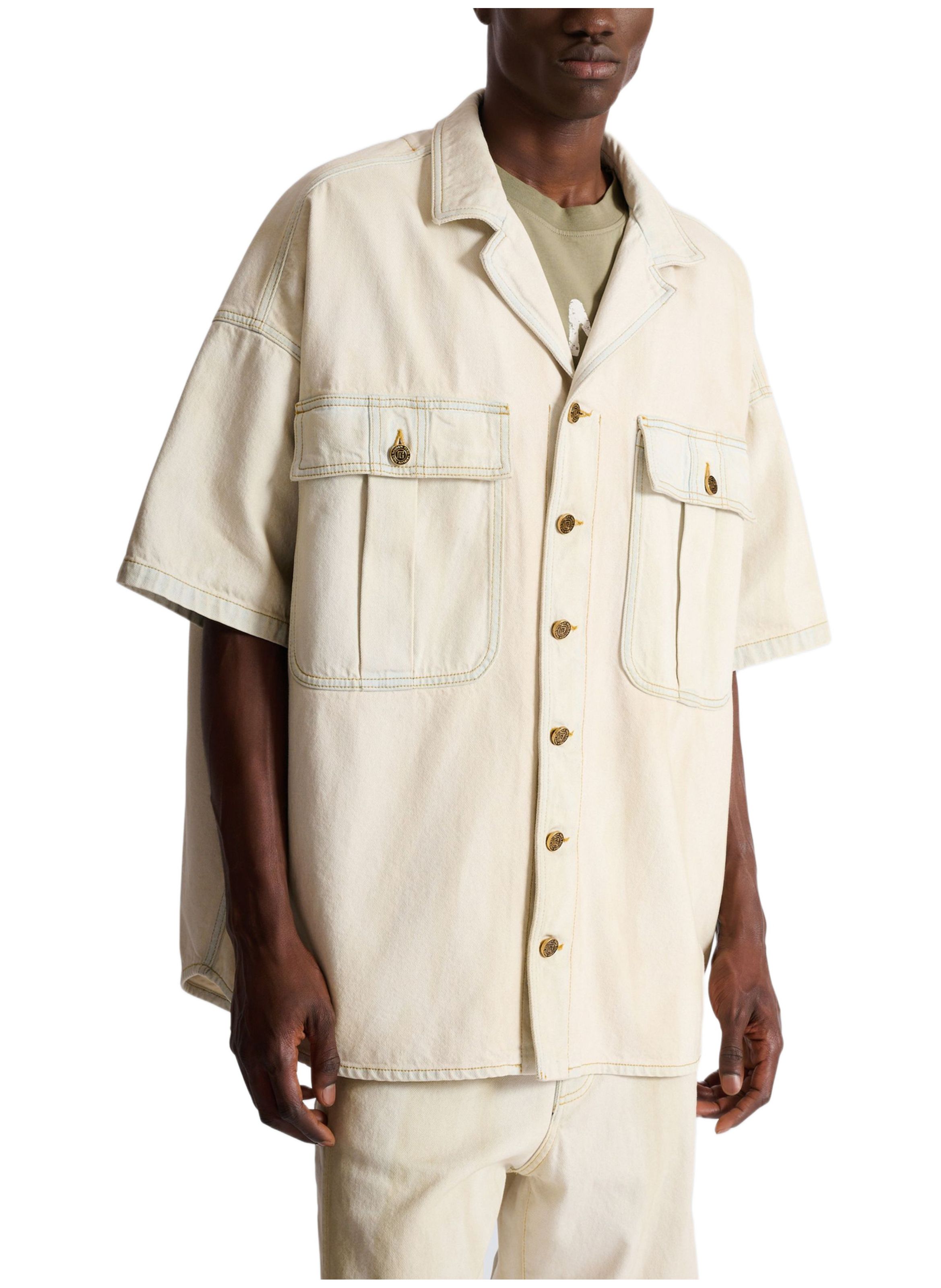 Surchemise en denim délavé BALMAIN Beige