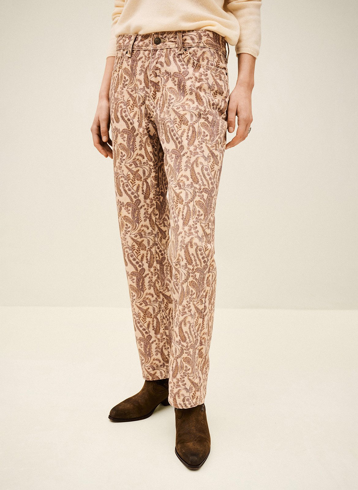 Pantalon droit imprimé tooty BA&SH Beige