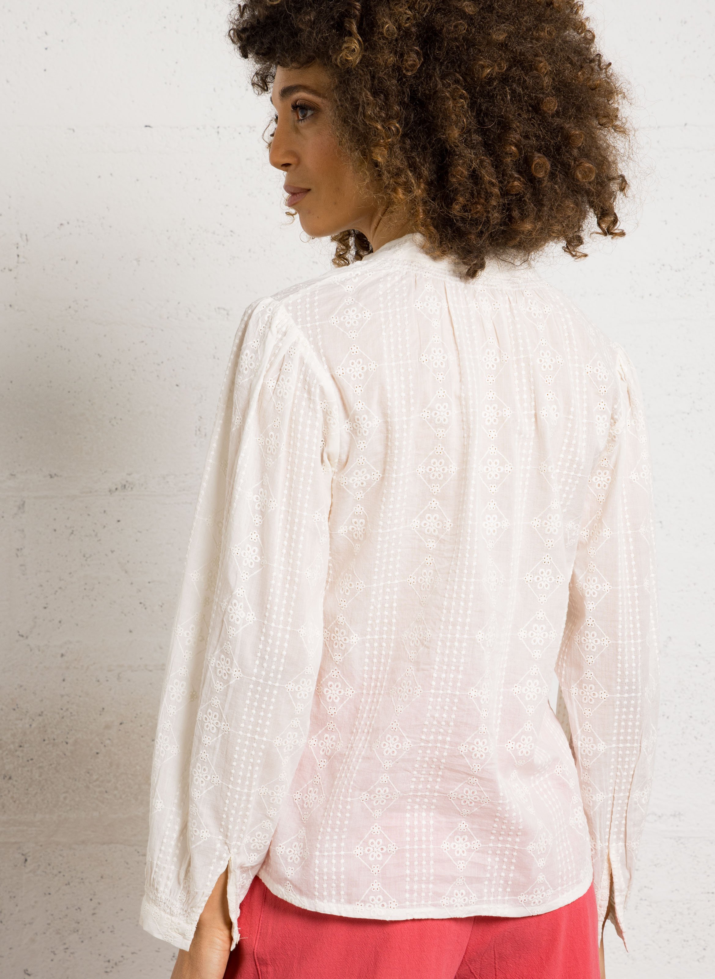 Blouse col v en coton delice MAISON 123 Beige