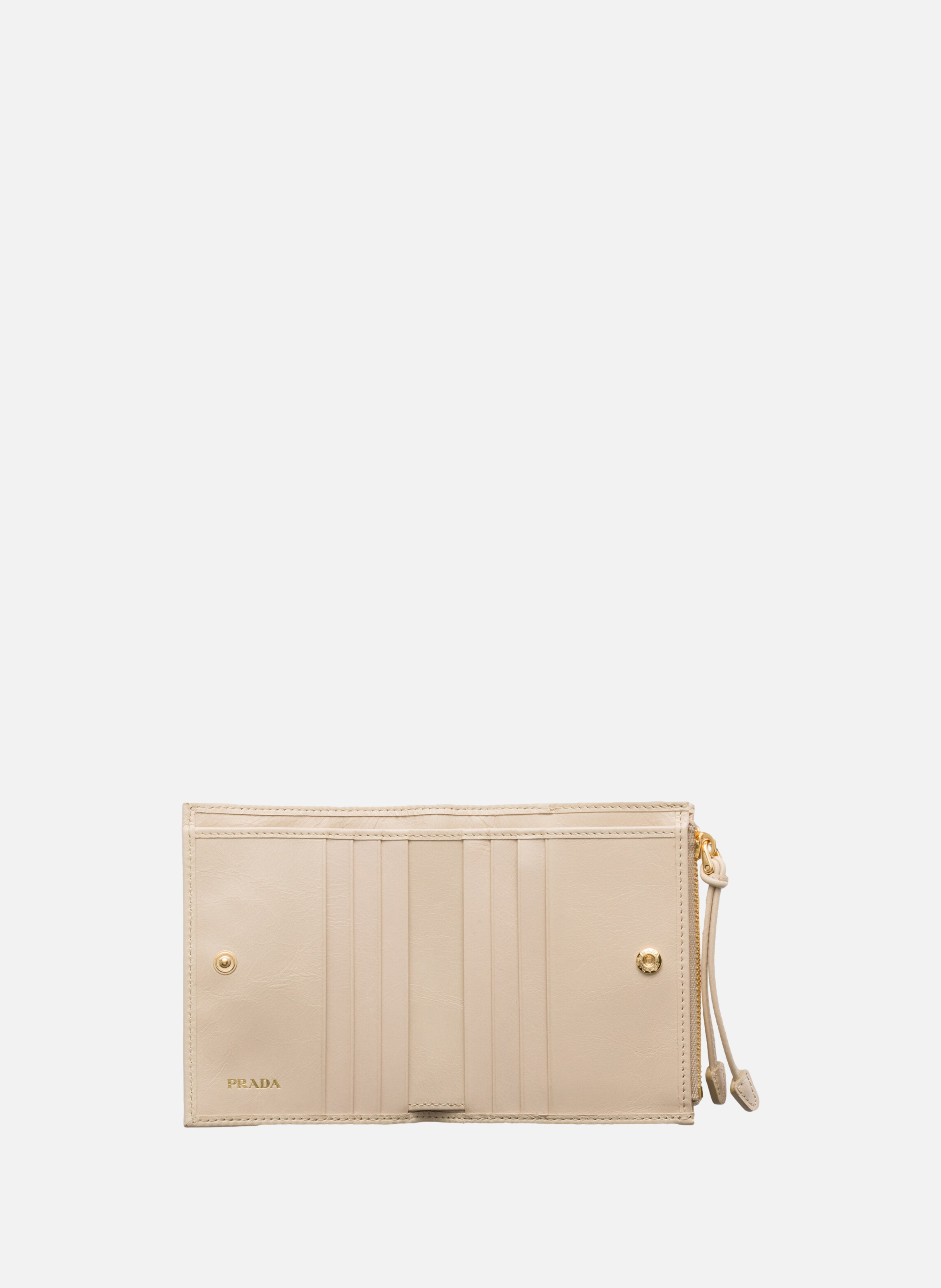 Petit portefeuille en cuir PRADA Beige