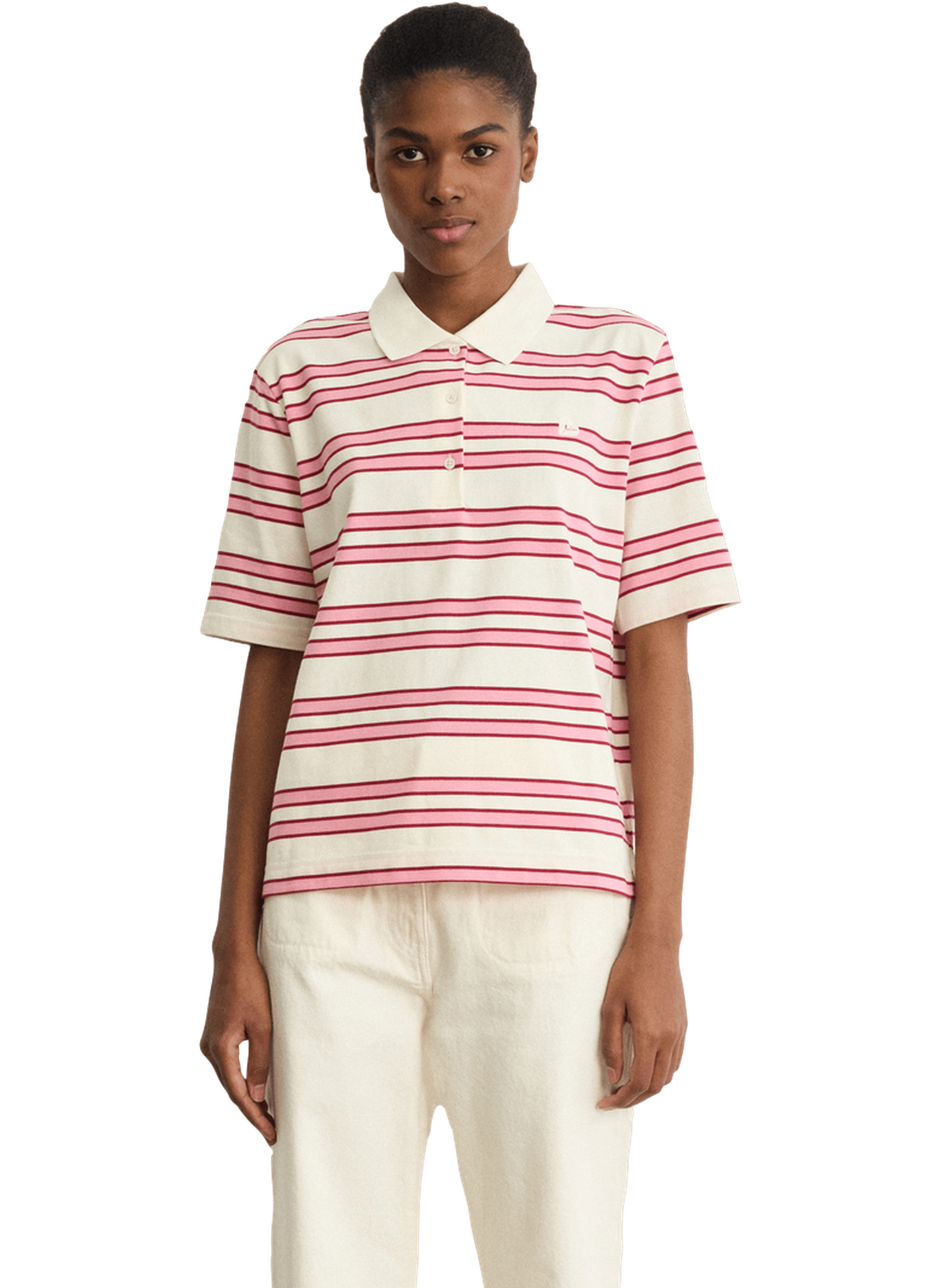 Polo rayé en coton mélangé -tamara PABLO Rose