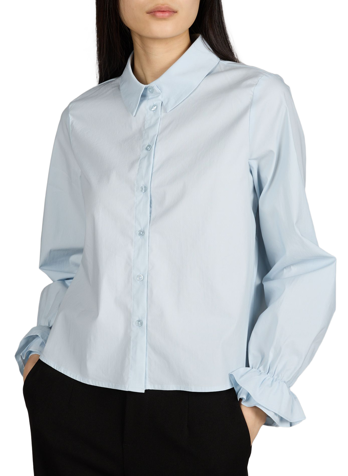 Short shirt in mixed cotton OBJECT Blue