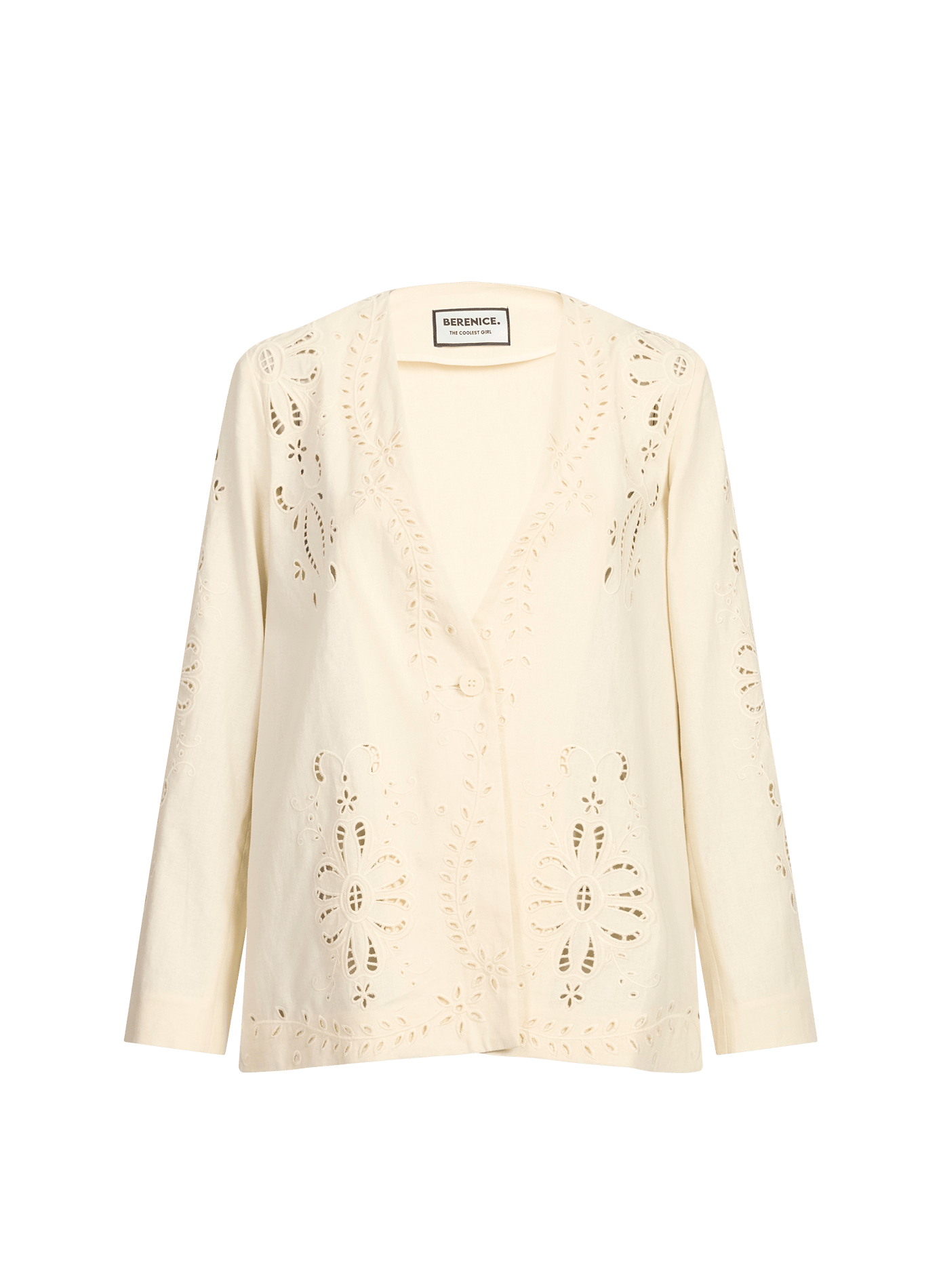 Lightweight linen and cotton openwork jacket BERENICE Beige