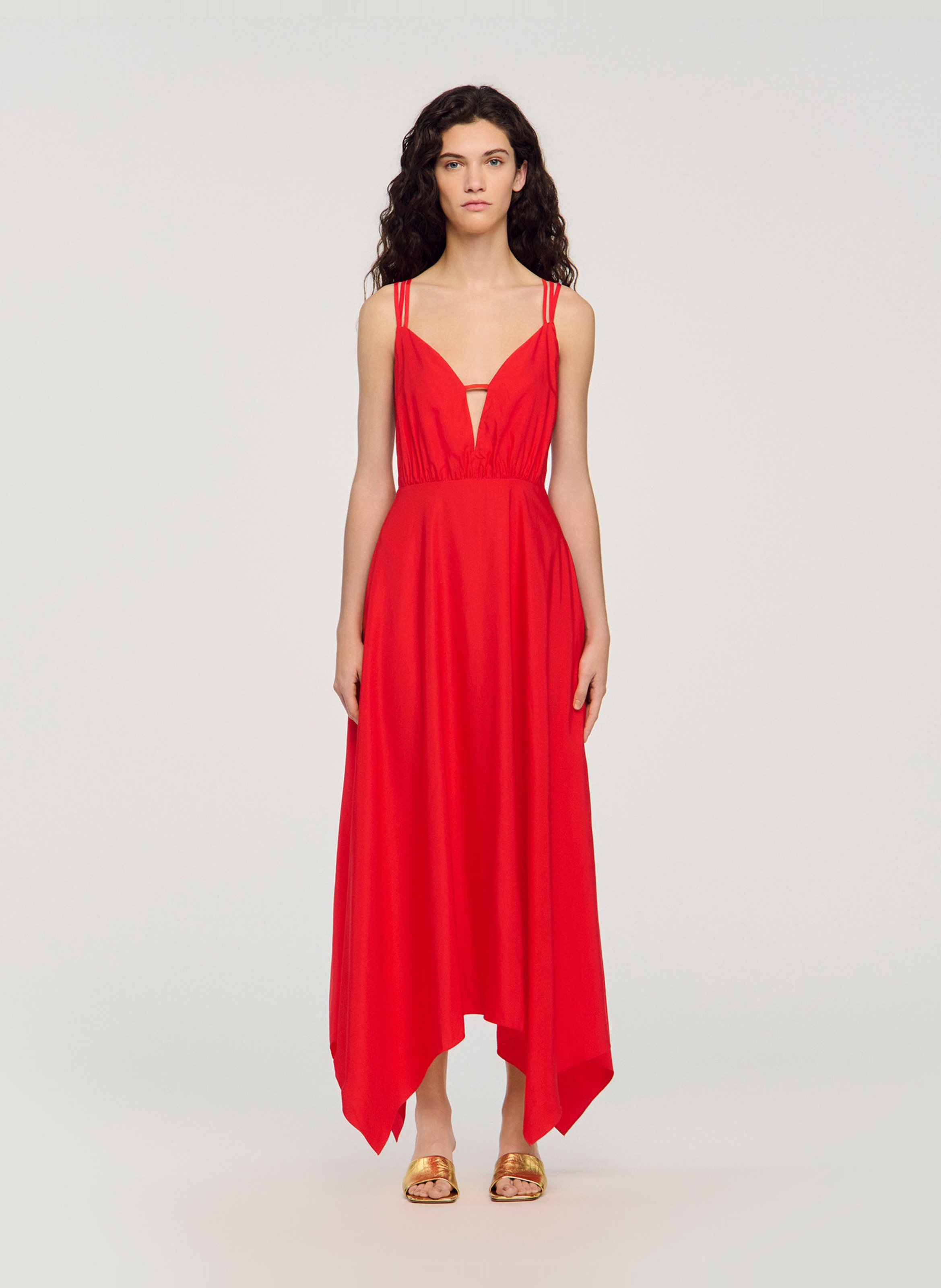 Robe midi asymétrique SANDRO Rouge