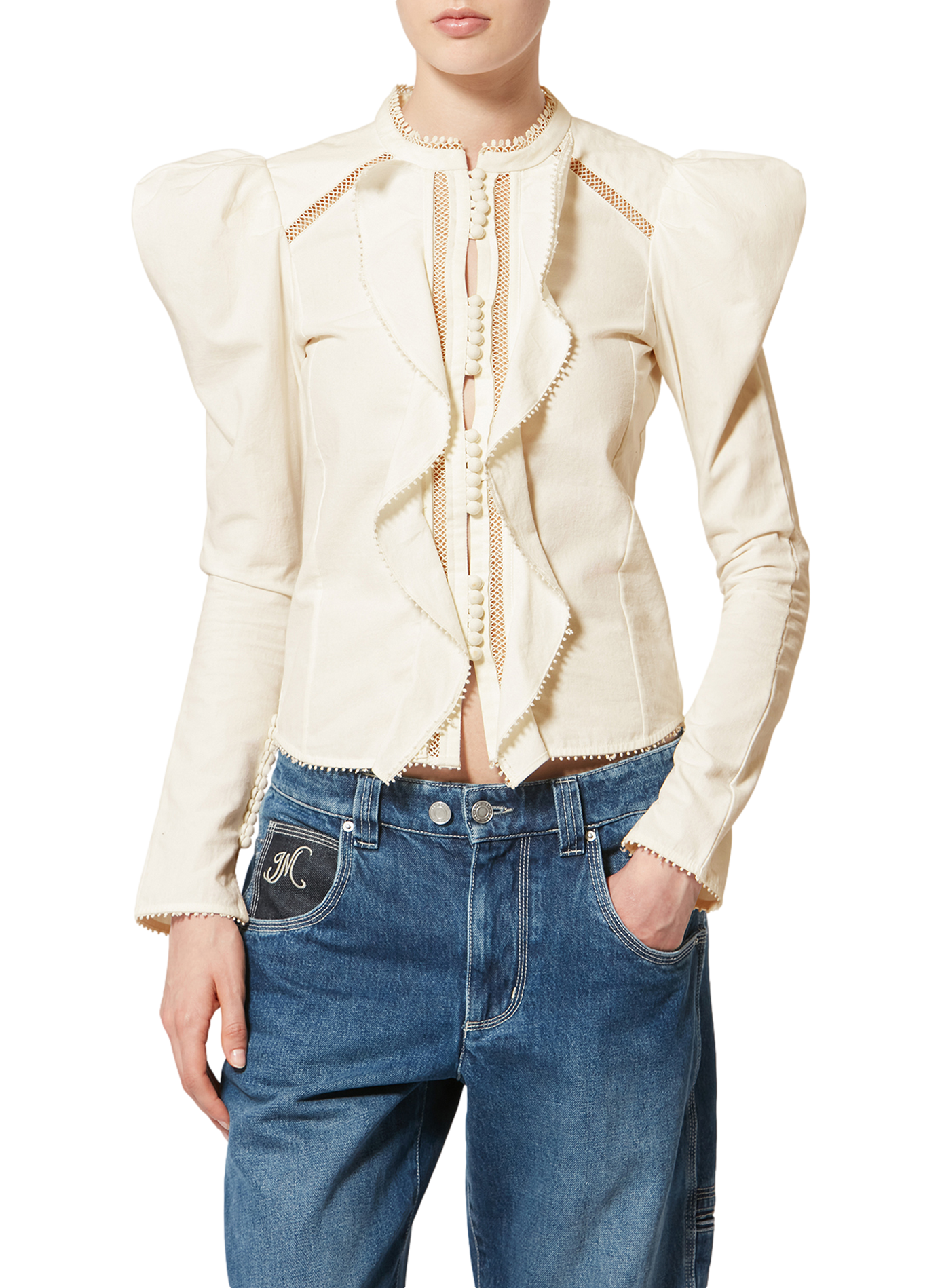 Calina ruffled cotton shirt. ISABEL MARANT White