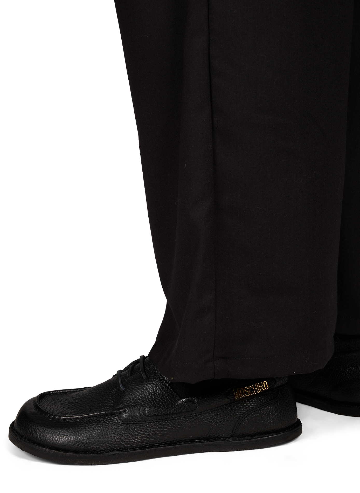 Flat leather Couture moccasins MOSCHINO Black