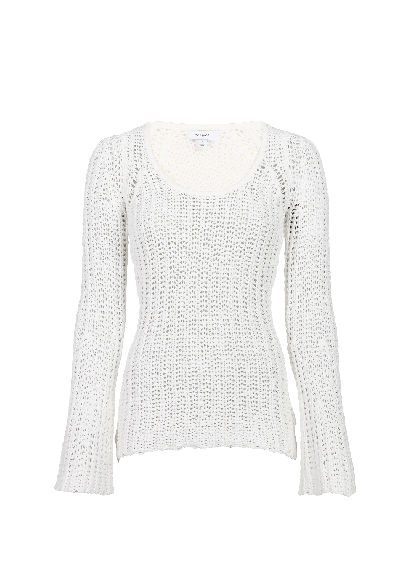 Sweater in a blend of cotton with wide stitches TOPSHOP Beige