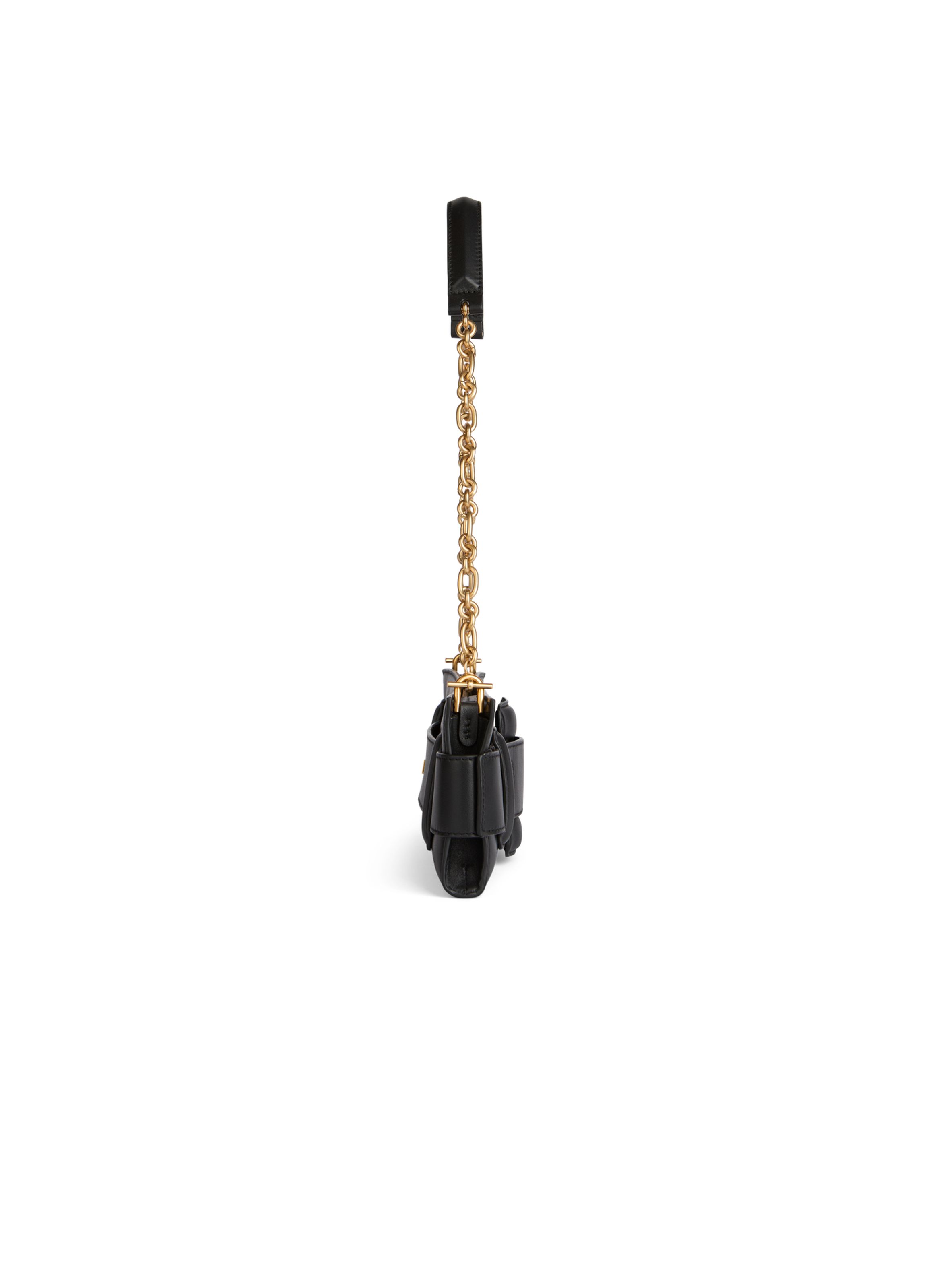 Pochette anthem en cuir lisse BALMAIN Noir