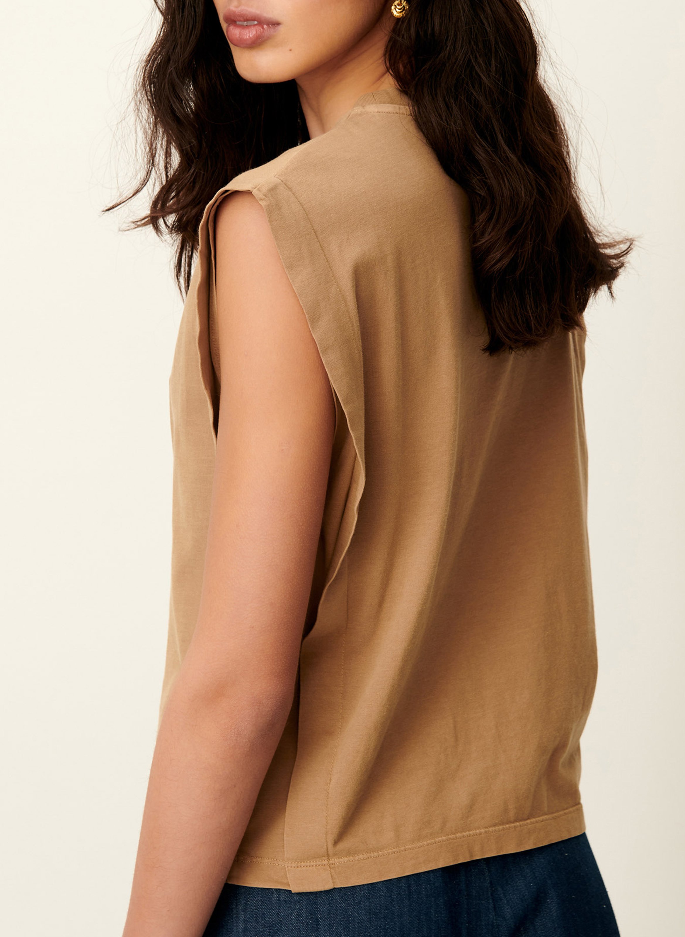 Tee-shirt col rond droit en coton bio orlando SESSUN Beige