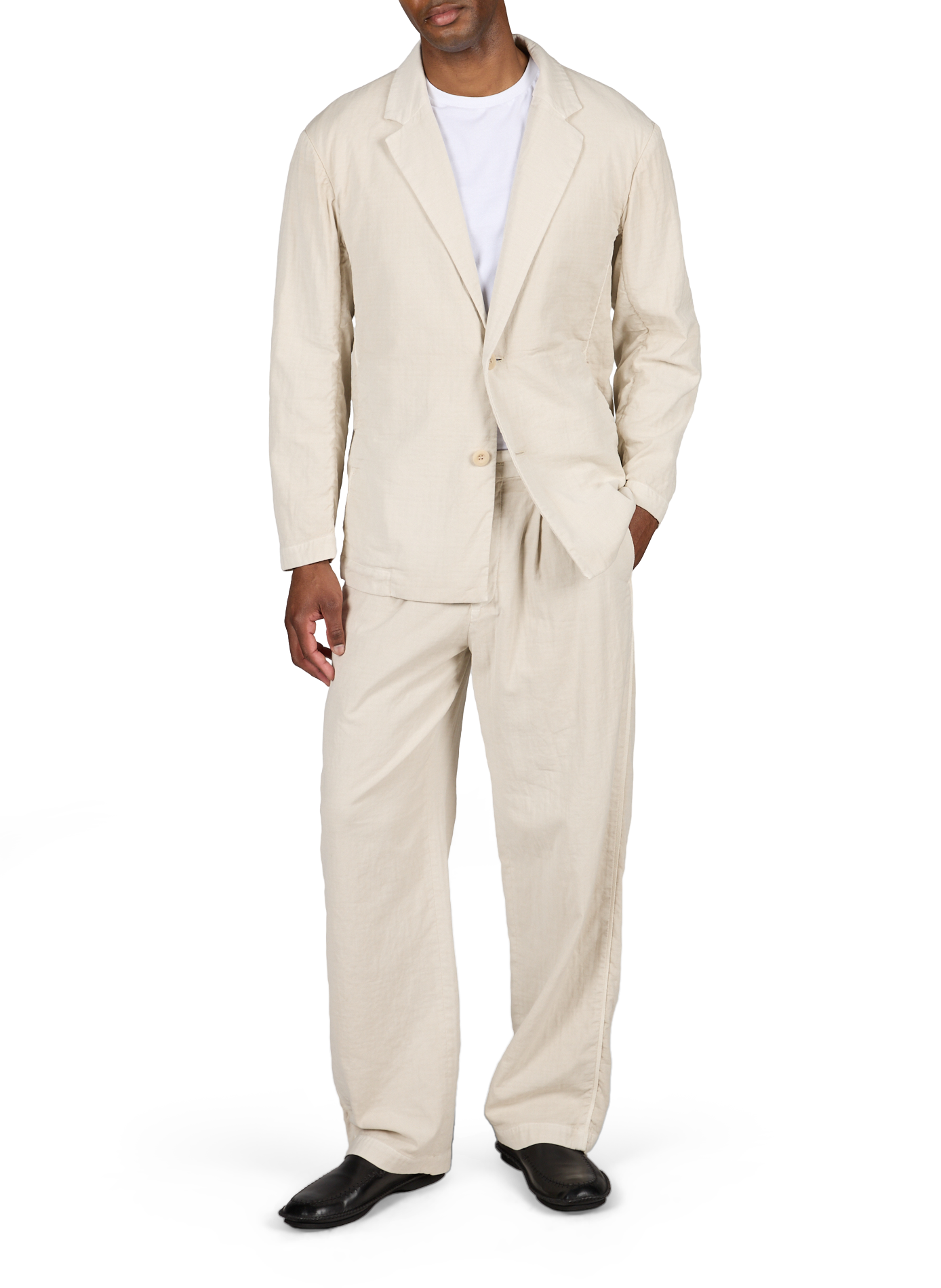 Blazer recto en algodón de doble faz Beige