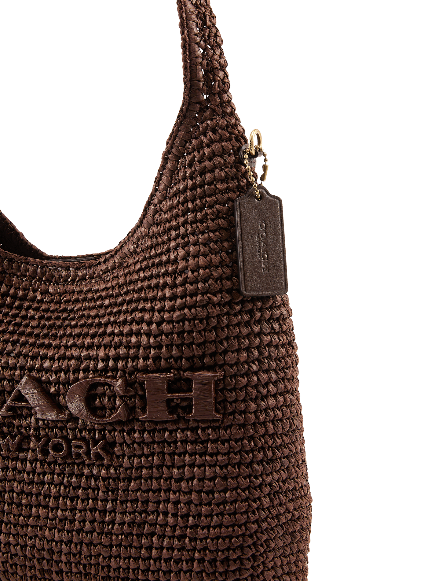 Sac épaule en paille COACH Marron