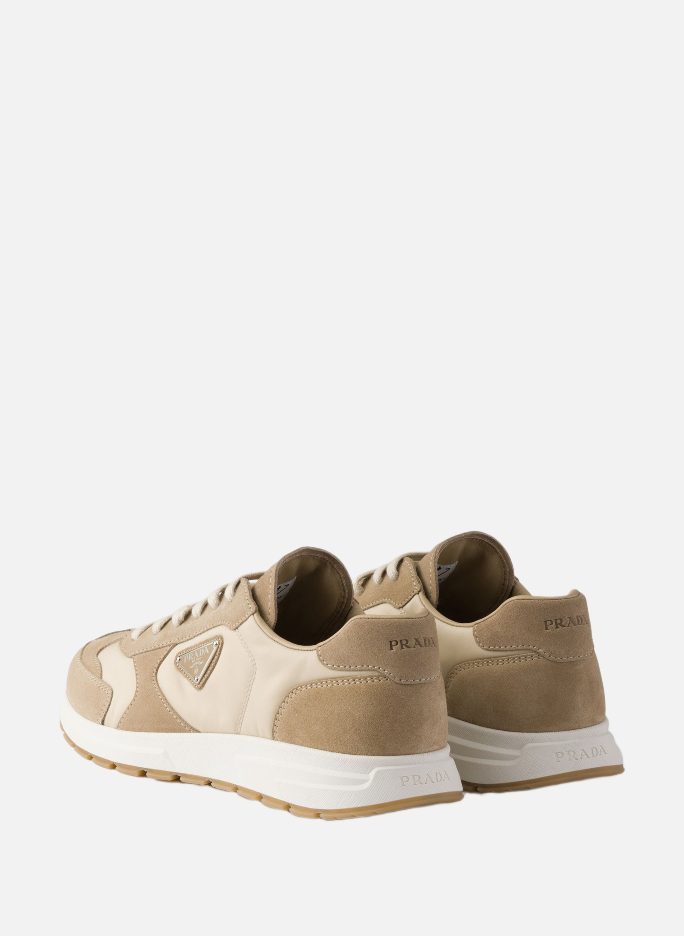 Sneakers prax en daim et re-nylon PRADA Beige