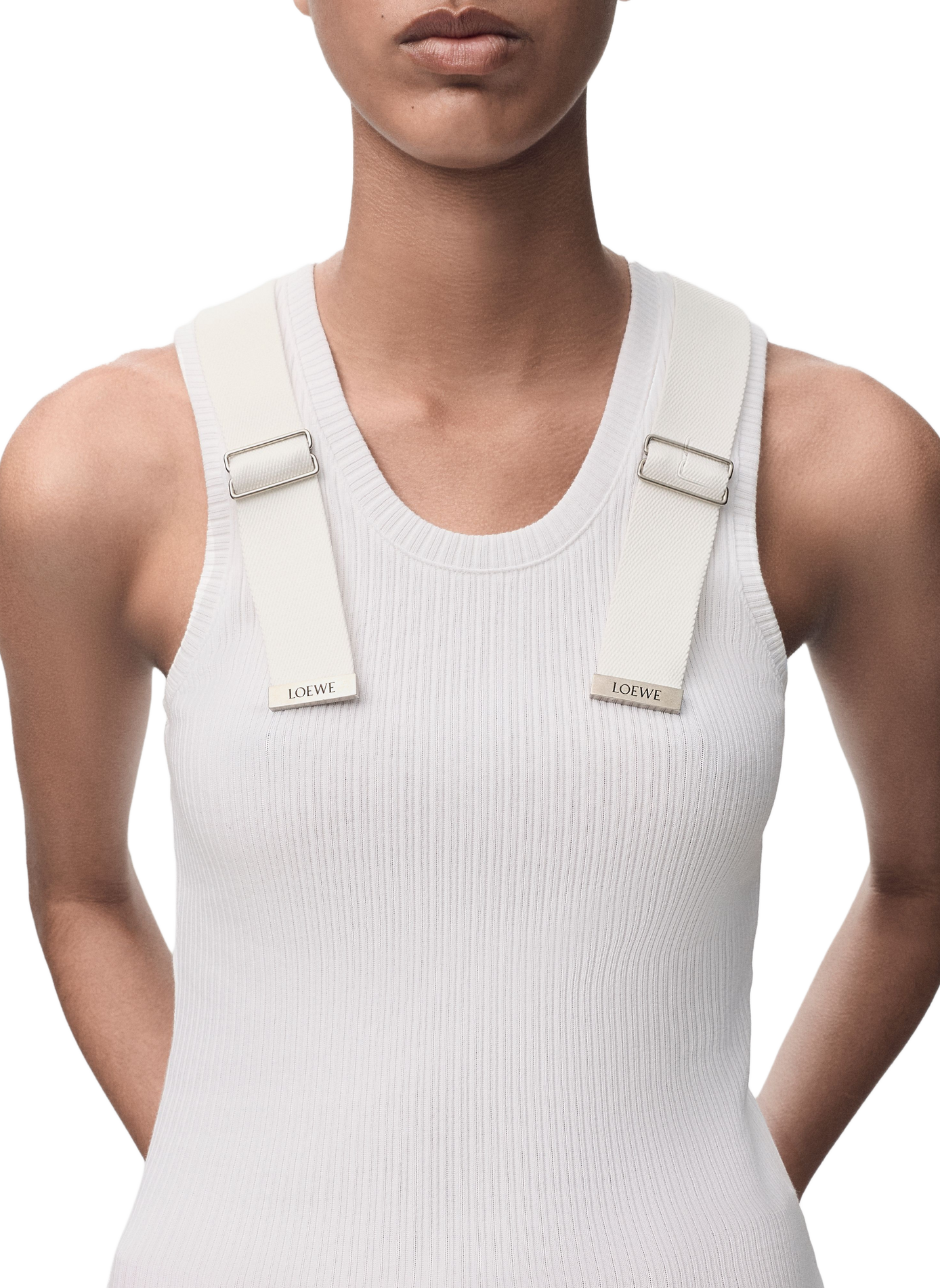 Cotton stretch tank top with straps LOEWE White