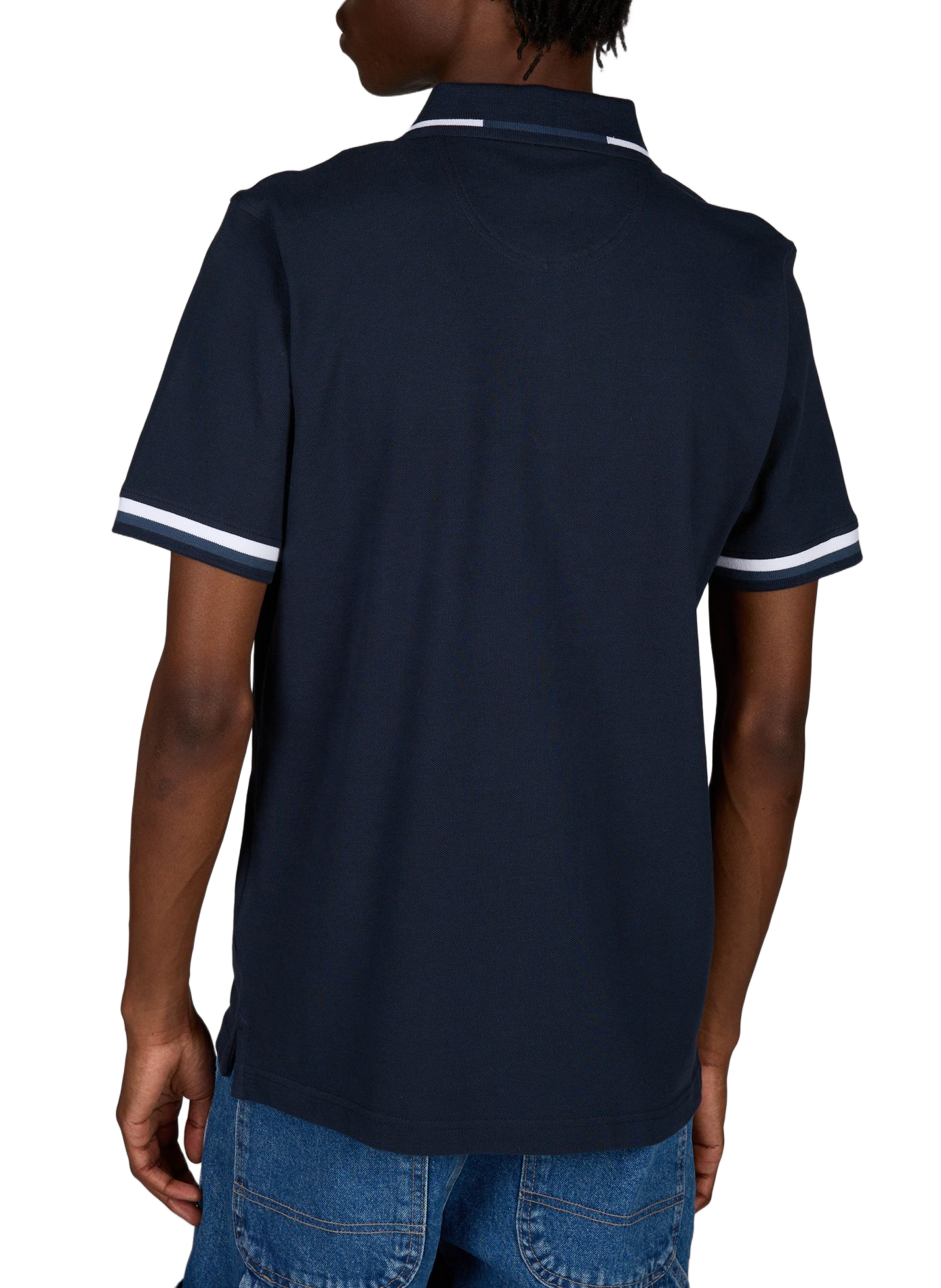 Polo à liseré contrastant en coton PIERRE CARDIN Bleu