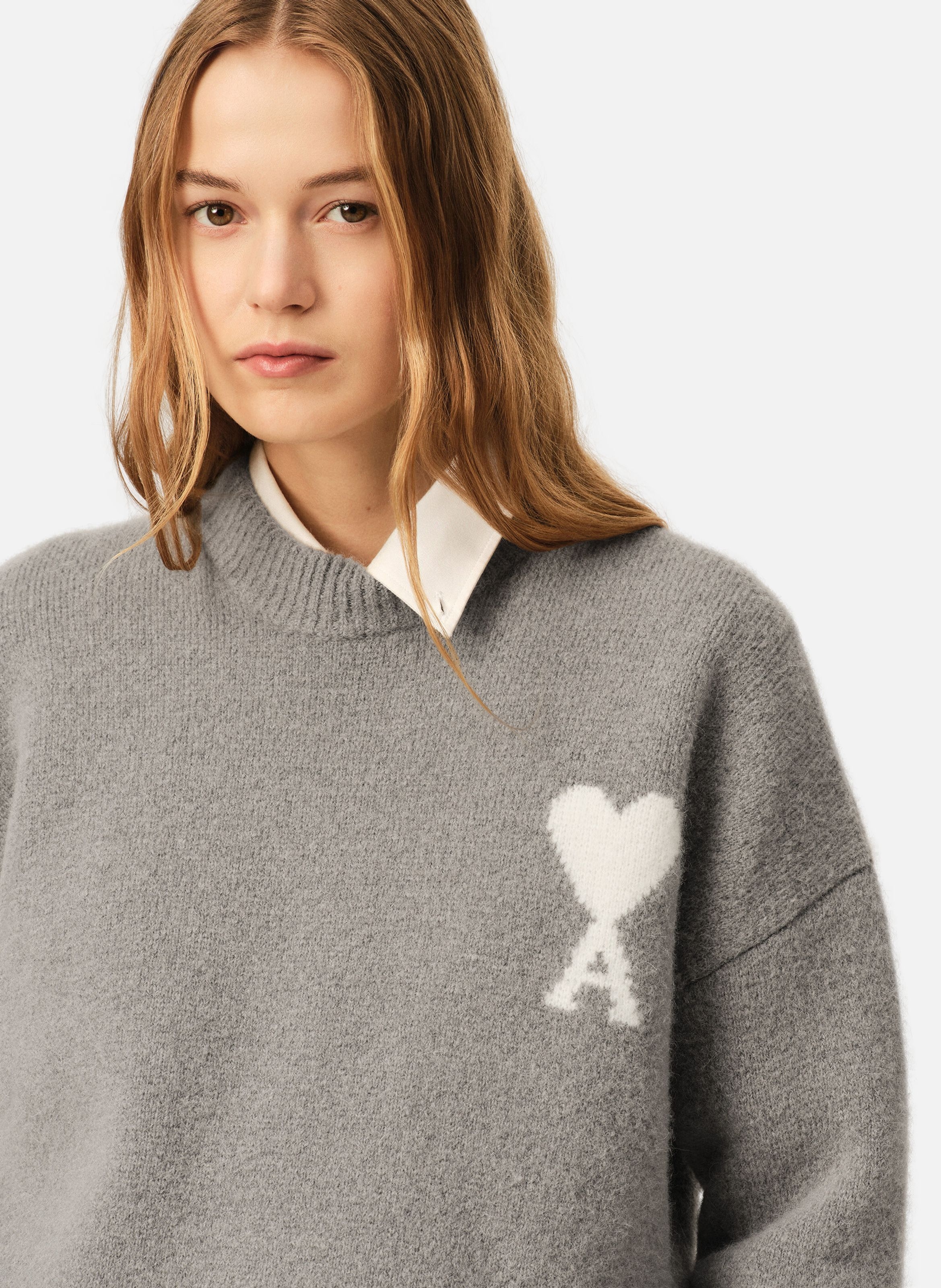 Pull unisexe en alpaga ami de coeur AMI PARIS Gris