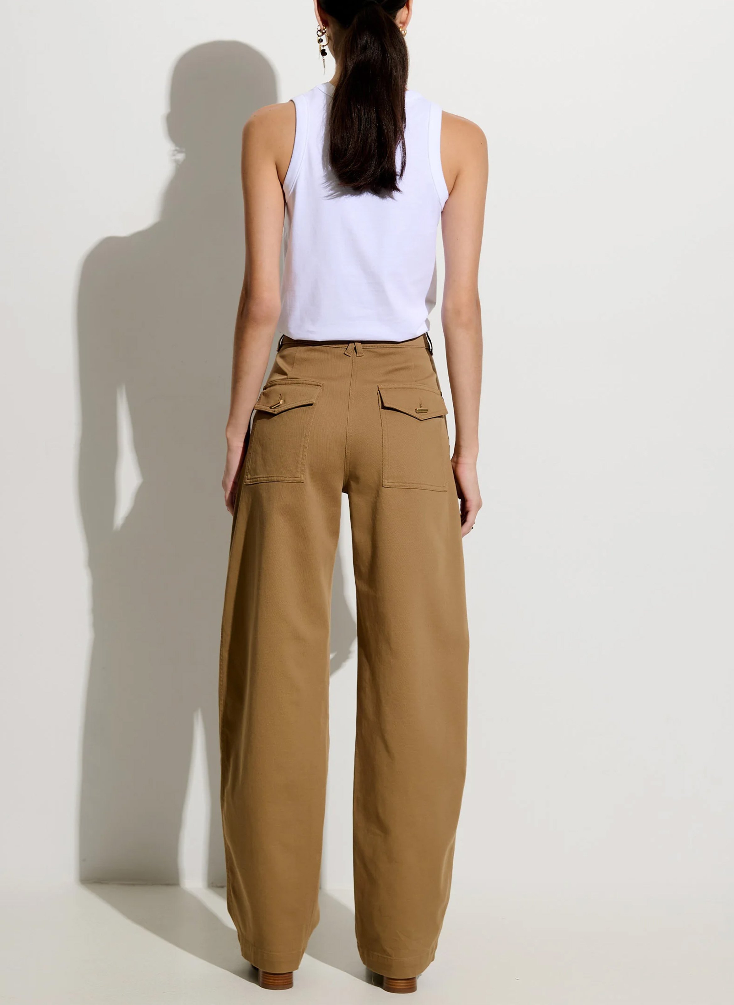 Pantalon large en coton mélangé milo SESSUN Beige
