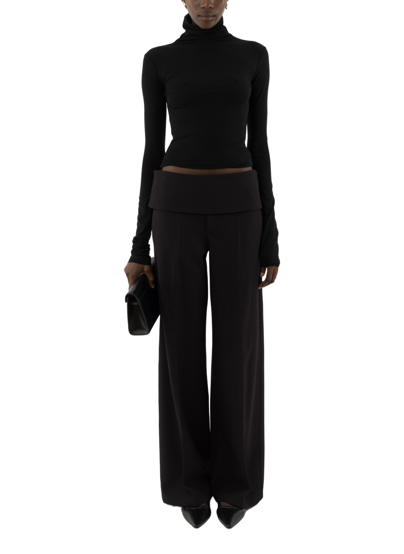 Pantalon large à taille haute repliée ARAKII Marron