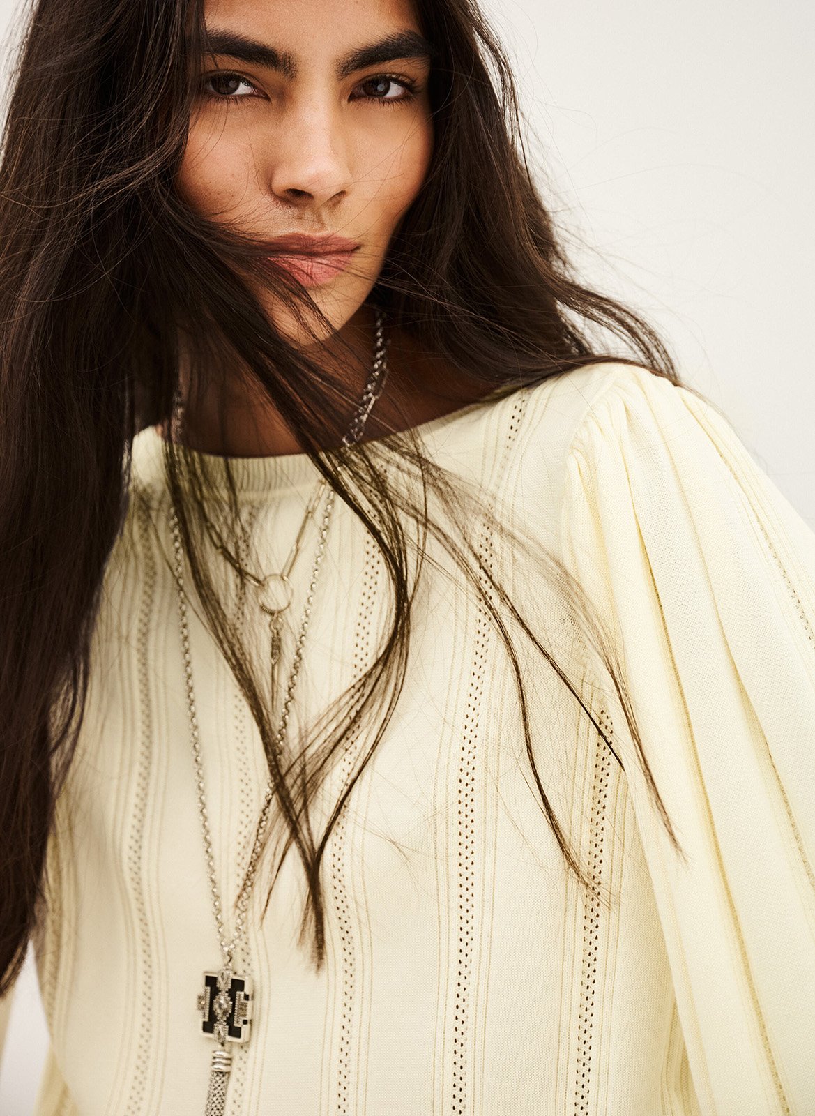 Top met 3/4-mouwen in ajourbreisel Soren BA&SH Beige