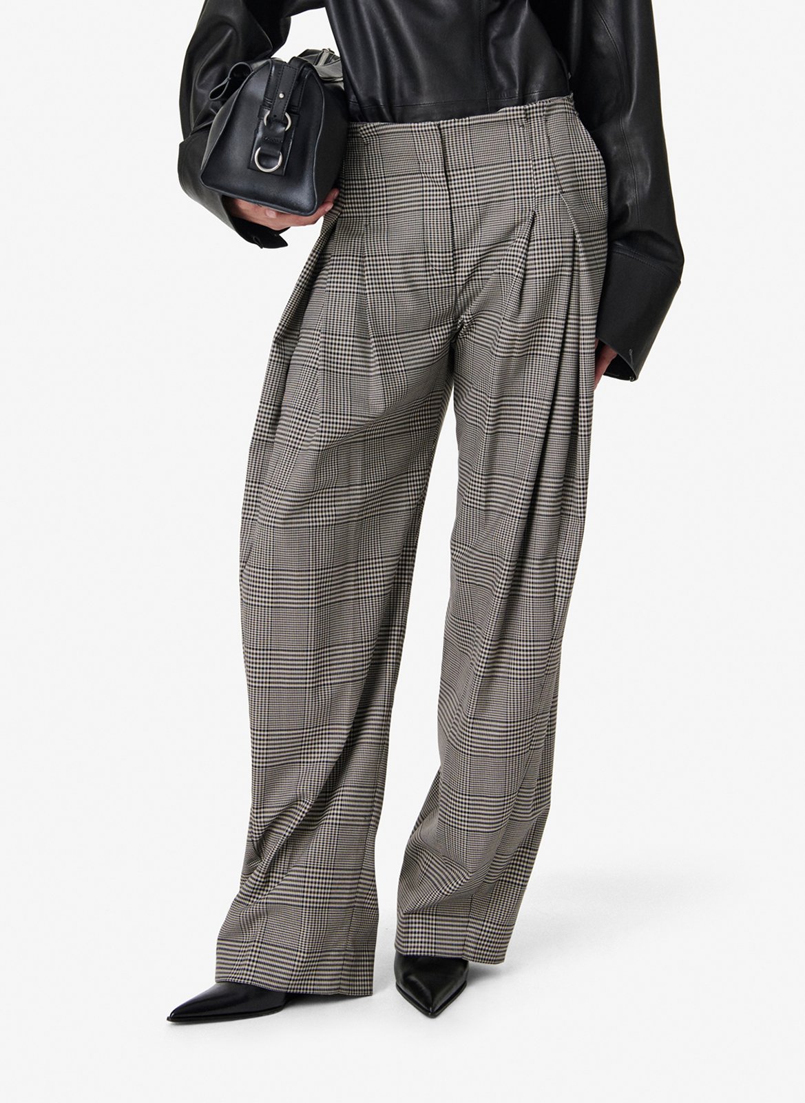 Pantalon à carreaux koffa IRO Marron