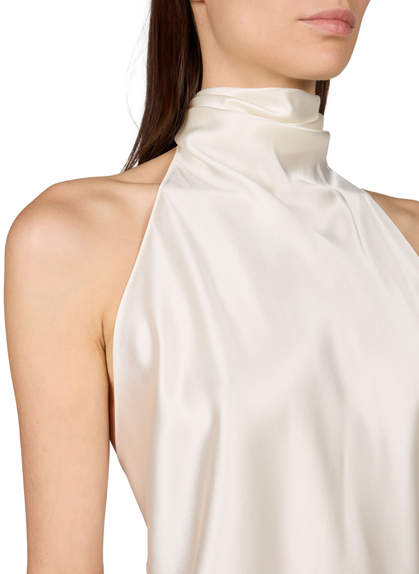 Silk crossover backless top with tie. HELMUT LANG Beige