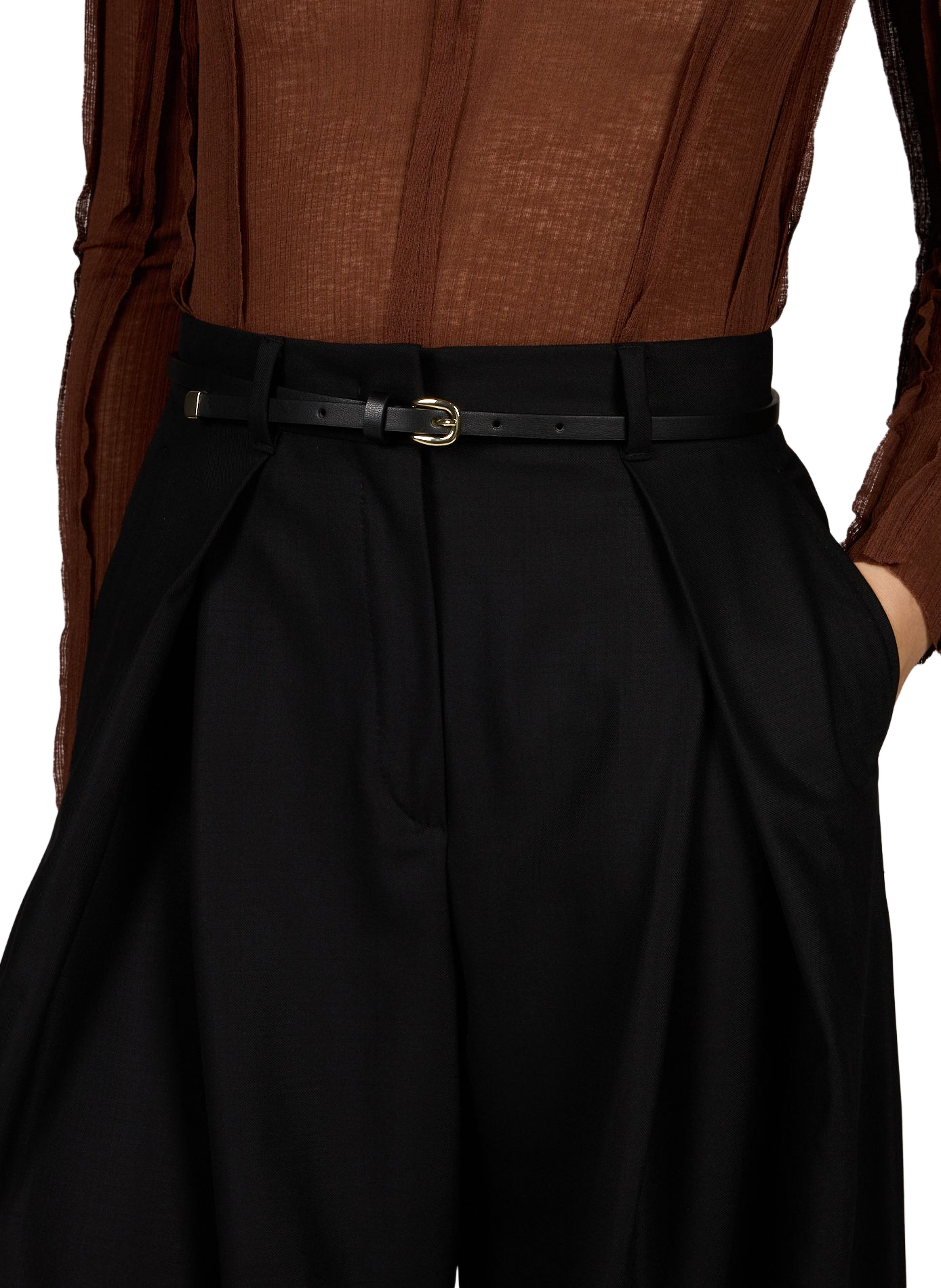 High-waisted wide-leg pants in blended wool MAX MARA STUDIO Black