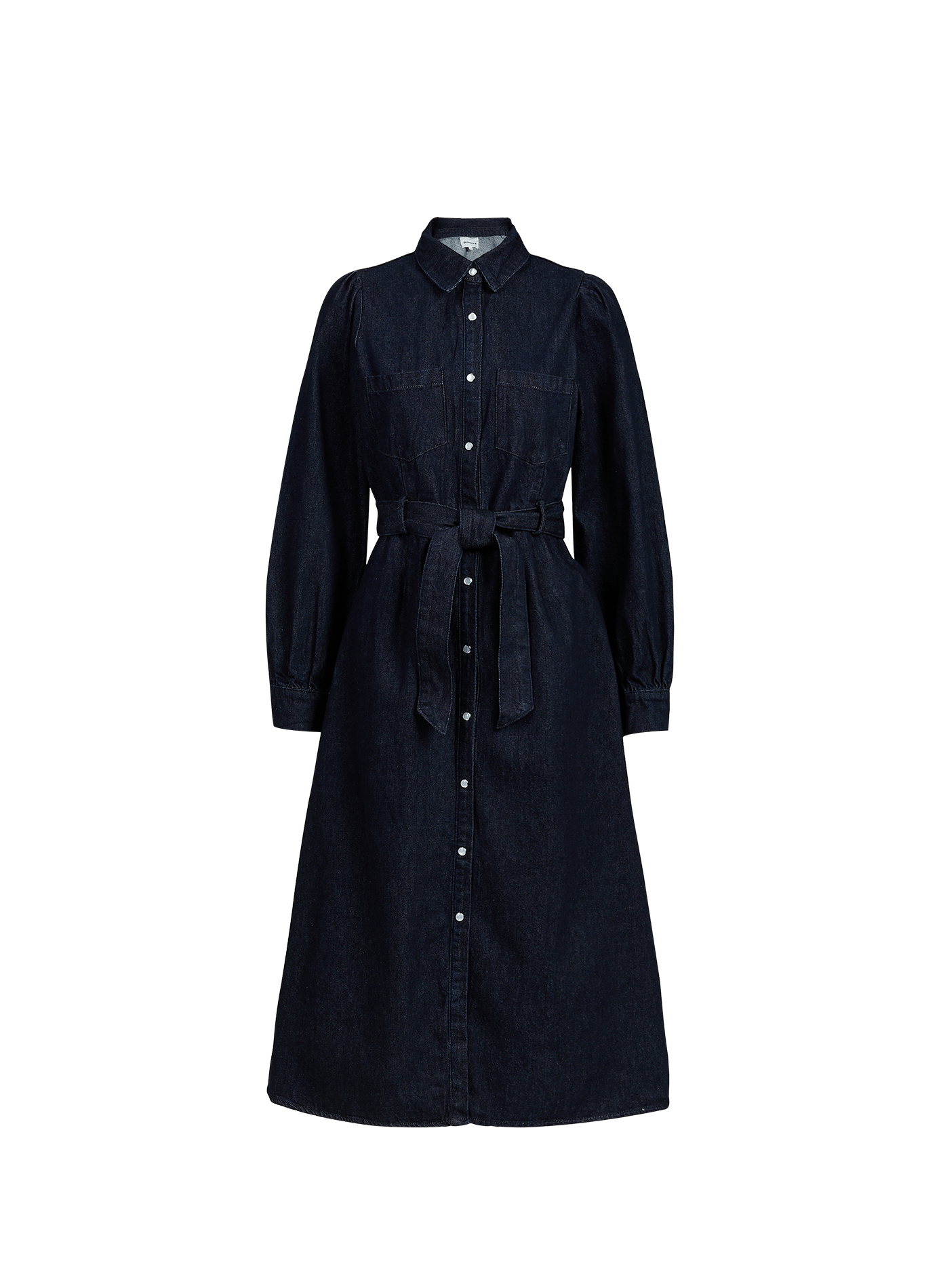 Robe-chemise midi en denim de coton GARANCE Blau