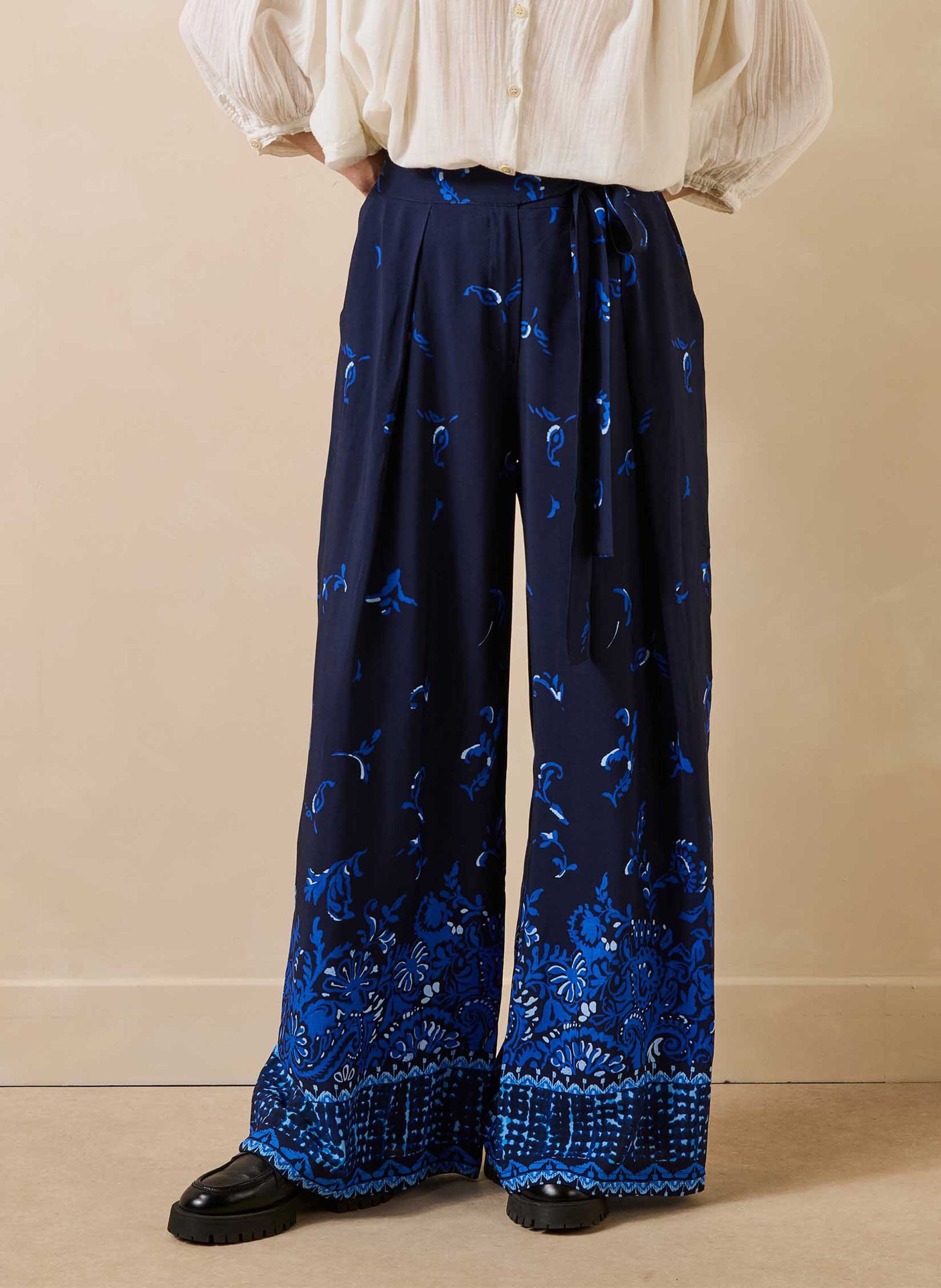 Wijde hoge taille broek LA FEE MARABOUTEE Blauw