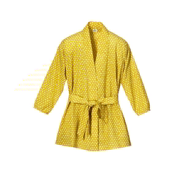 Germaine Des Pres Short Cotton Kimono In Yellow