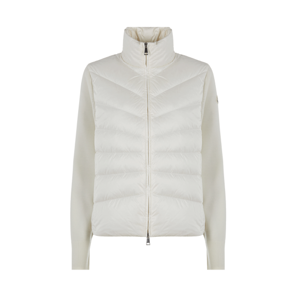 Moncler Down Jacket With Cotton Sleeves In White